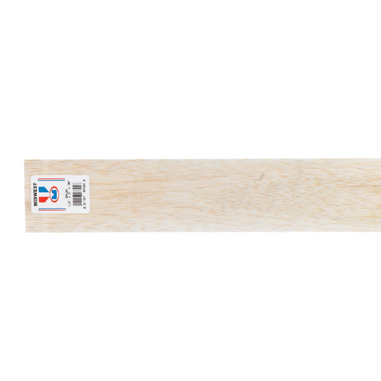 Midwest Products 1/8 in. X 3 in. W X 3 ft. L Balsawood Sheet #2/BTR Premium Grade