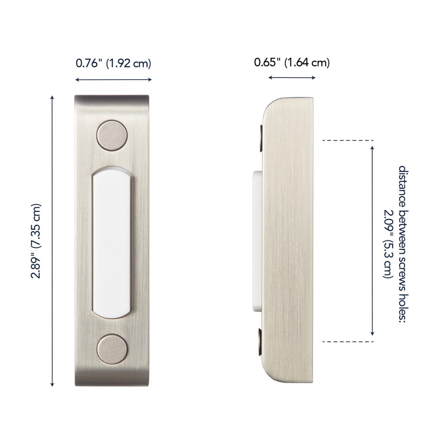Heath Zenith Satin Nickel Silver Metal Wired Pushbutton Doorbell