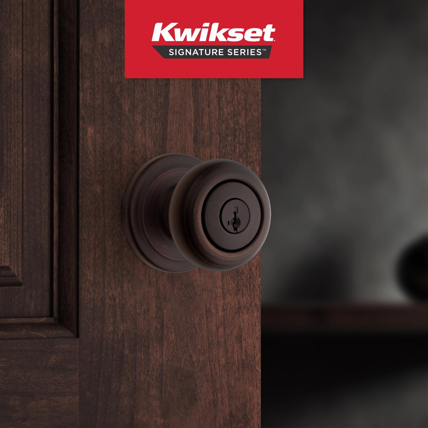 Kwikset SmartKey Juno Venetian Bronze Entry Door Knob KW1 1-3/4 in.