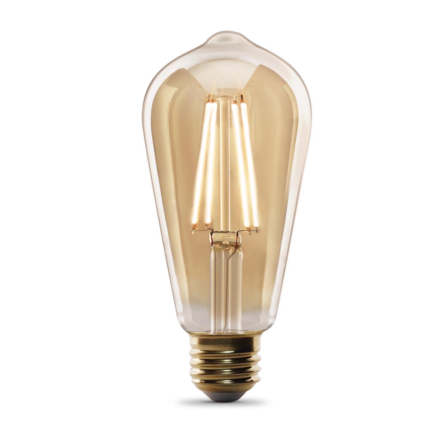 Feit ST19 E26 (Medium) Filament LED Bulb Amber Soft White 60 Watt Equivalence 1 pk