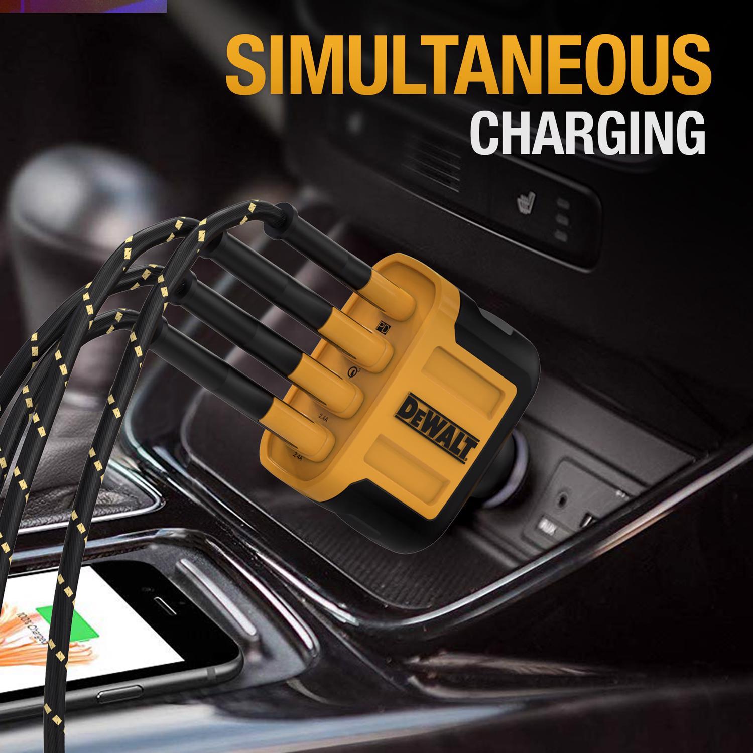 DeWalt 4 Port Car Cell Phone Charger 1 pk