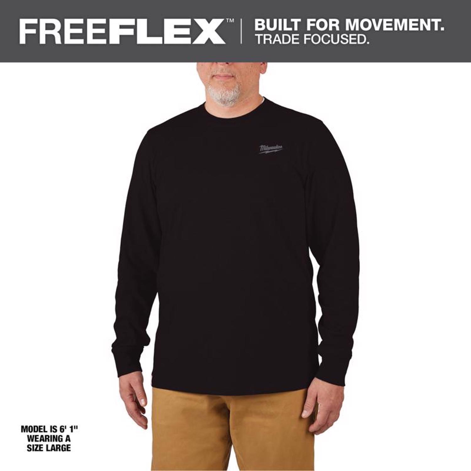 Milwaukee XL Long Sleeve Men's Crew Neck Black Hybrid Work Tee Shirt