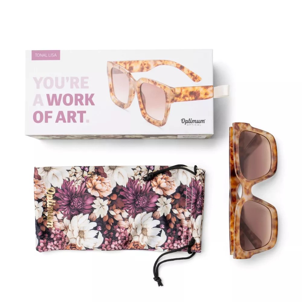 Optimum Optical Women's Square Frame Sunglasees, Tonal Lisa