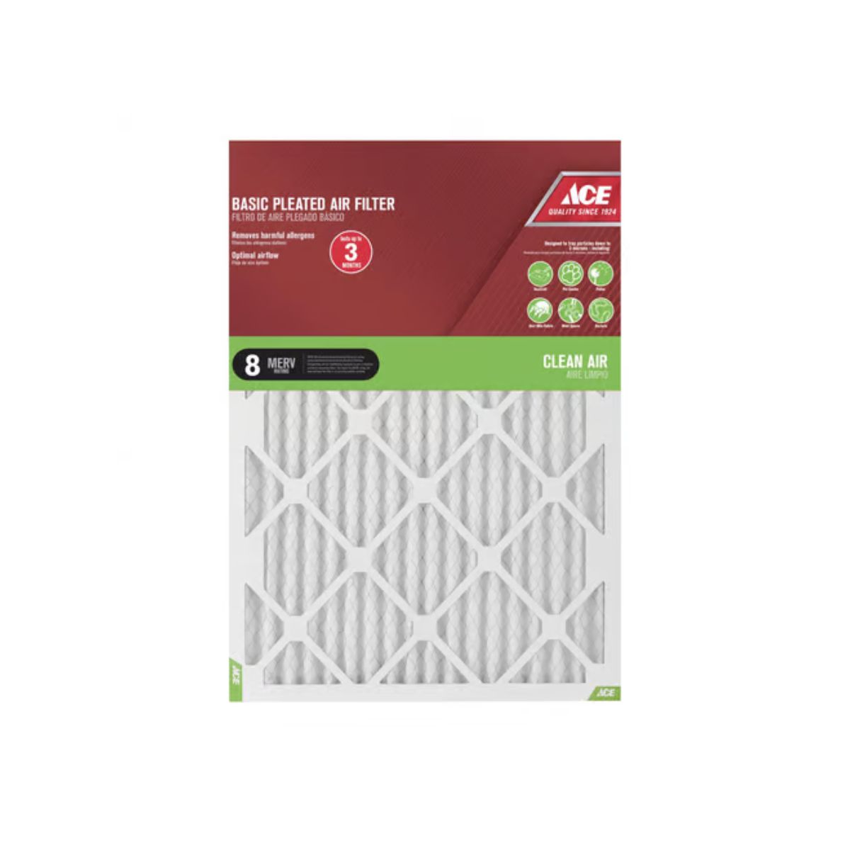 Ace 16 in. W x 25 in. H x 4 in. Synthetic 8 MERV Pleated Air Filter 1 pack