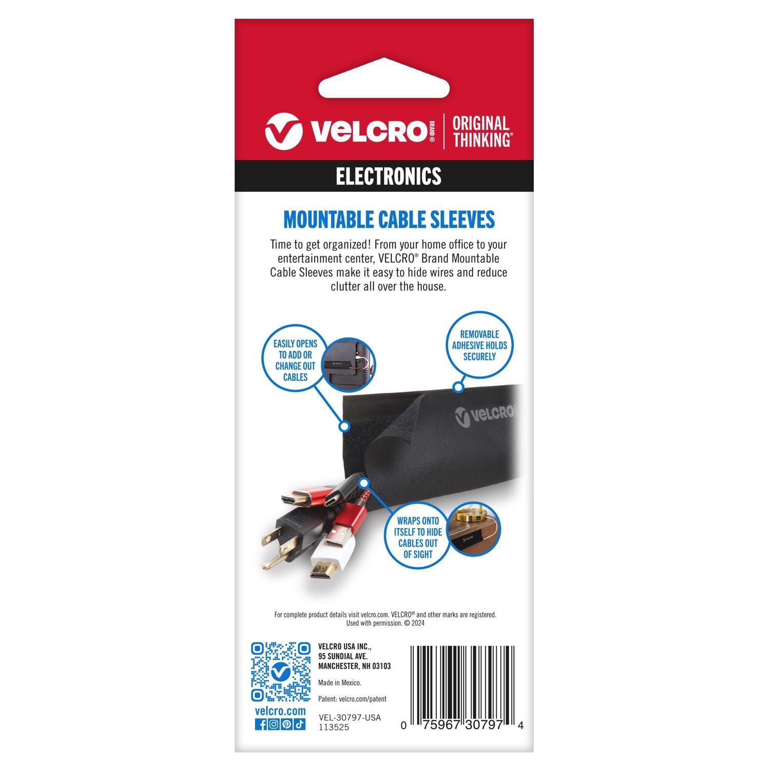 VELCRO Brand Micro Nylon Mountable Cable Sleeve 12 in. L 2 pk