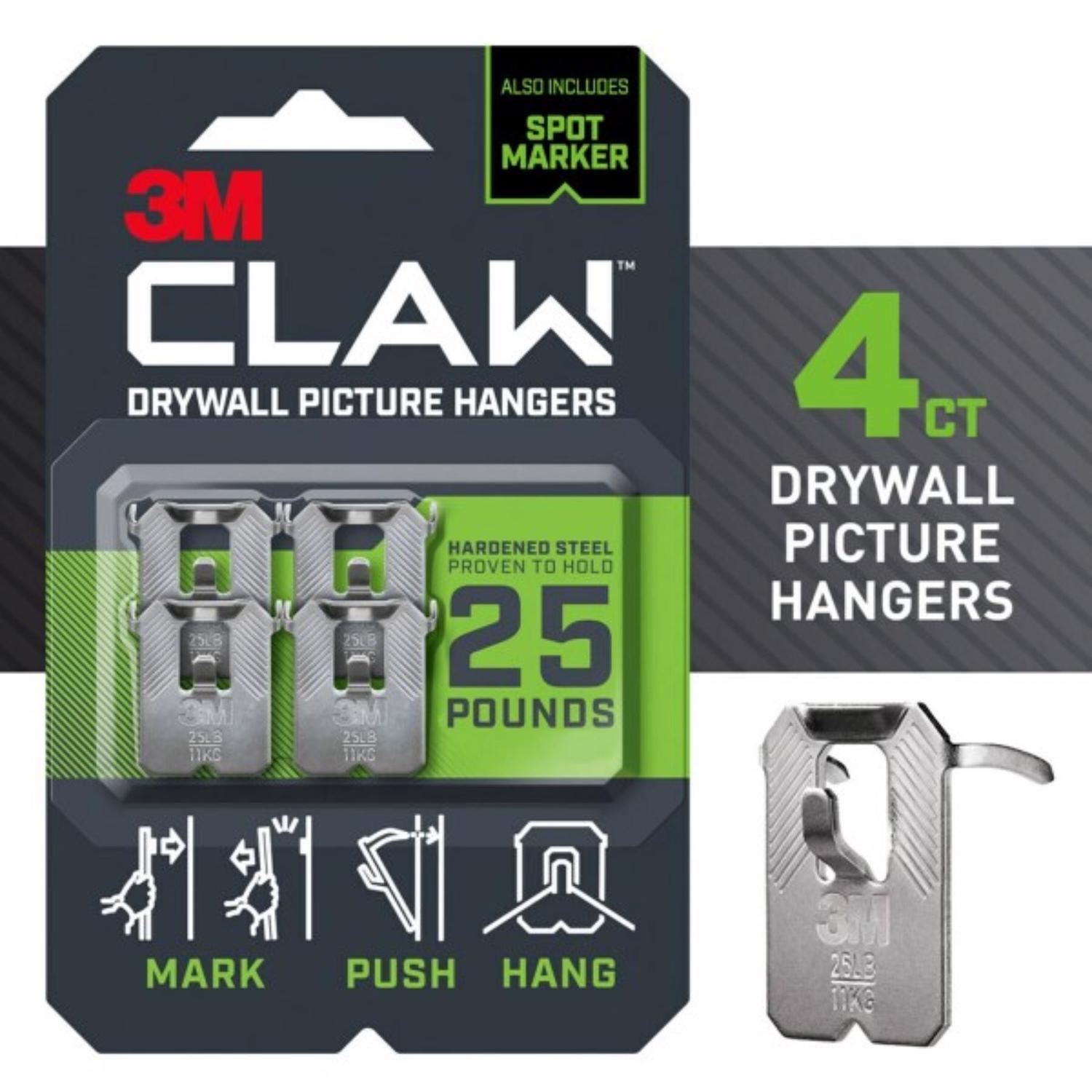 3M Claw Silver Drywall Picture Hanger 25 lb 4 pk
