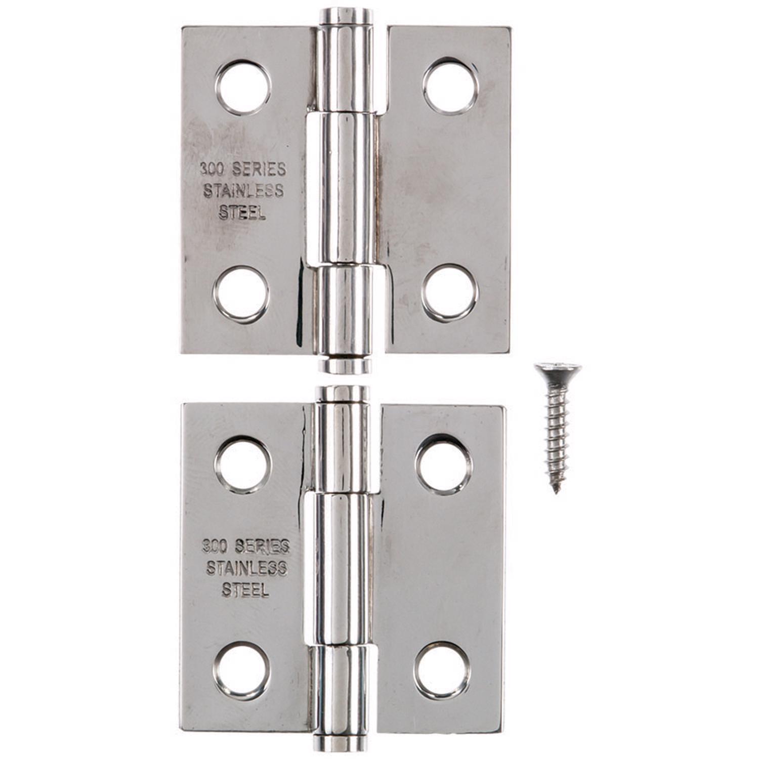 Ace .95 in. W X 1-1/2 in. L Stainless Steel Silver Stainless Steel Narrow Hinge 2 pk