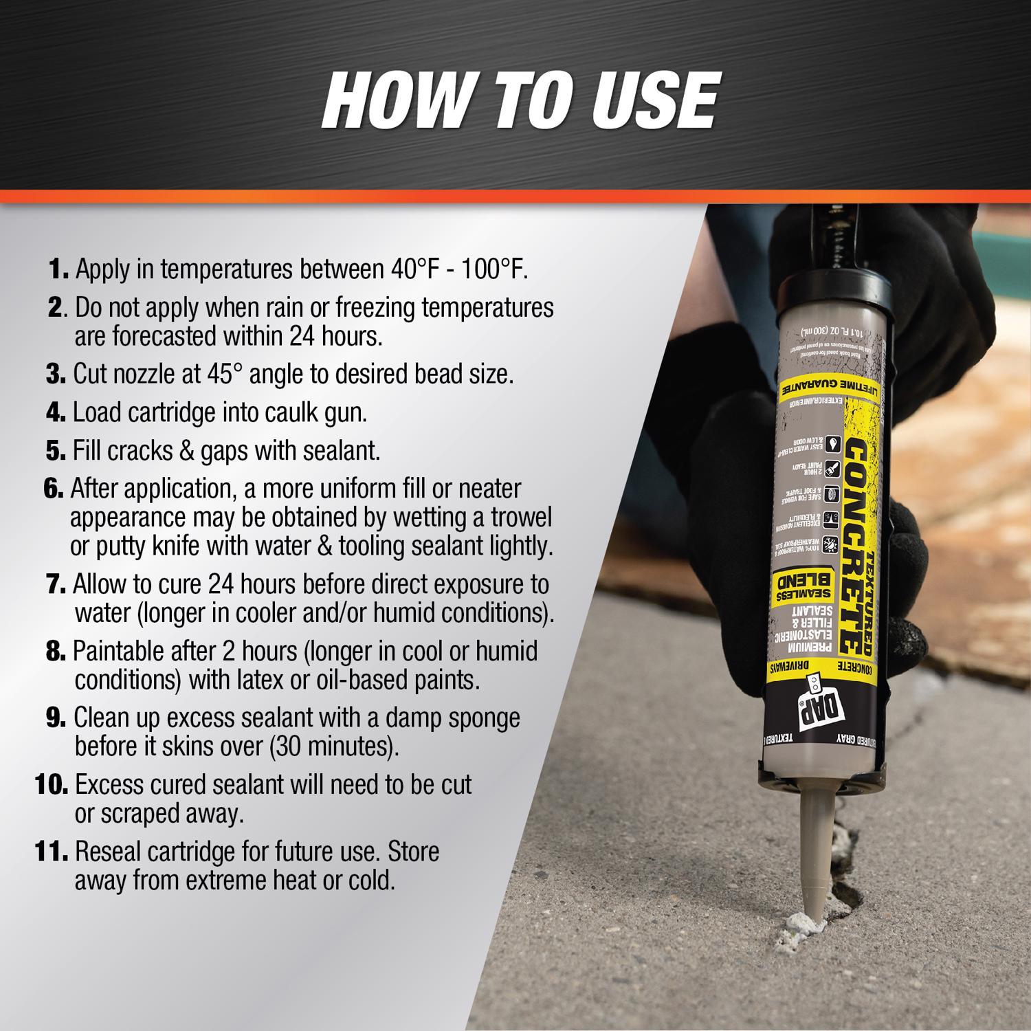 DAP Textured Gray Acrylic Latex Concrete and Mortar Waterproof Sealant 10.1 oz