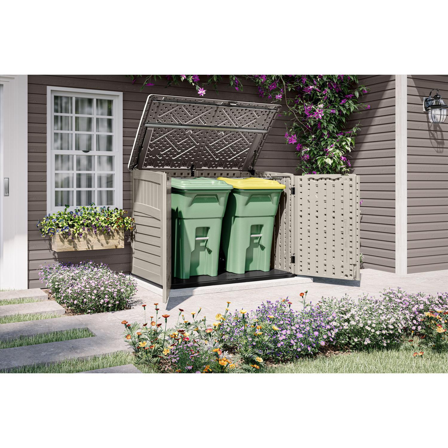 Suncast The Stow-Away 6 ft. x 4 ft. Resin Horizontal Pent Storage Shed with Floor Kit