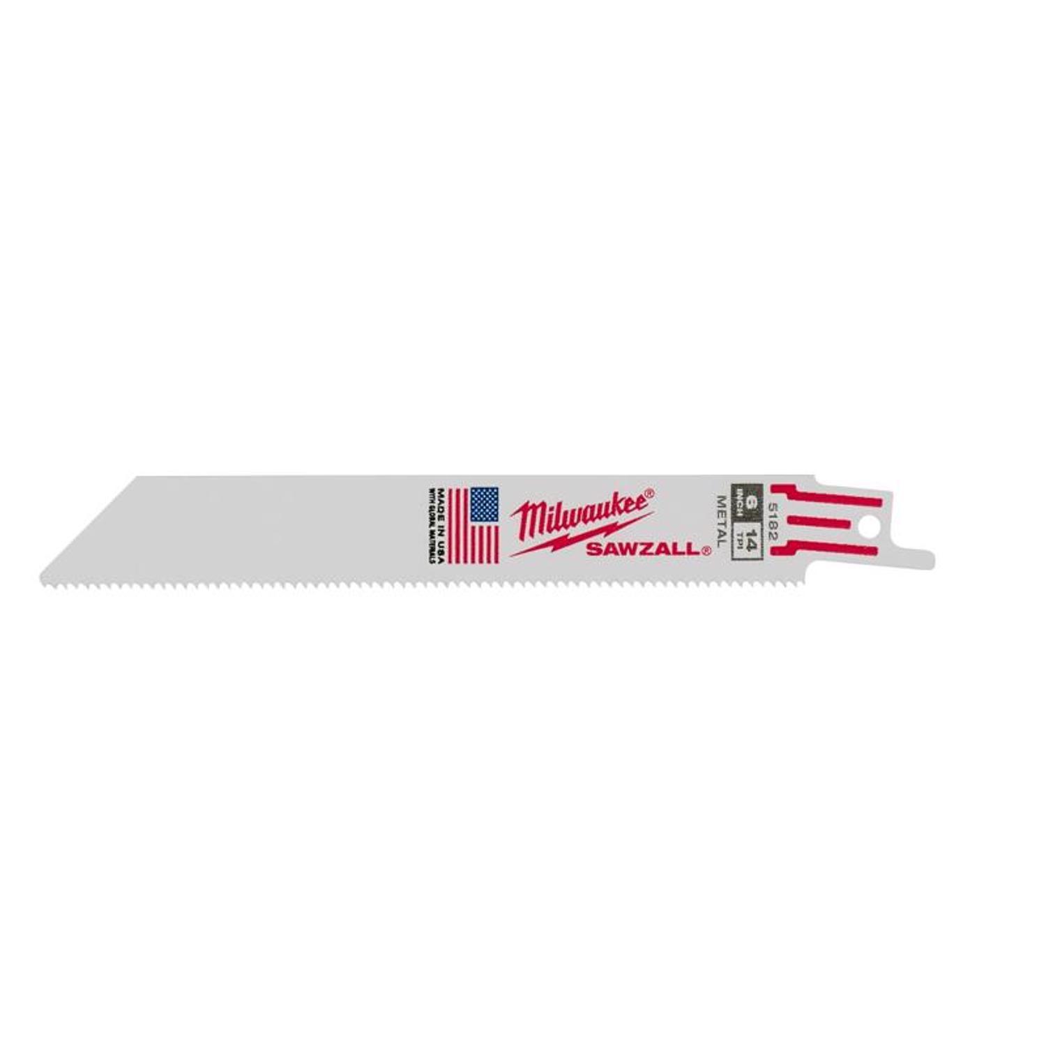 Milwaukee Sawzall 6 in. Bi-Metal Double Duty Upgrade Reciprocating Saw Blade 14 TPI 5 pk