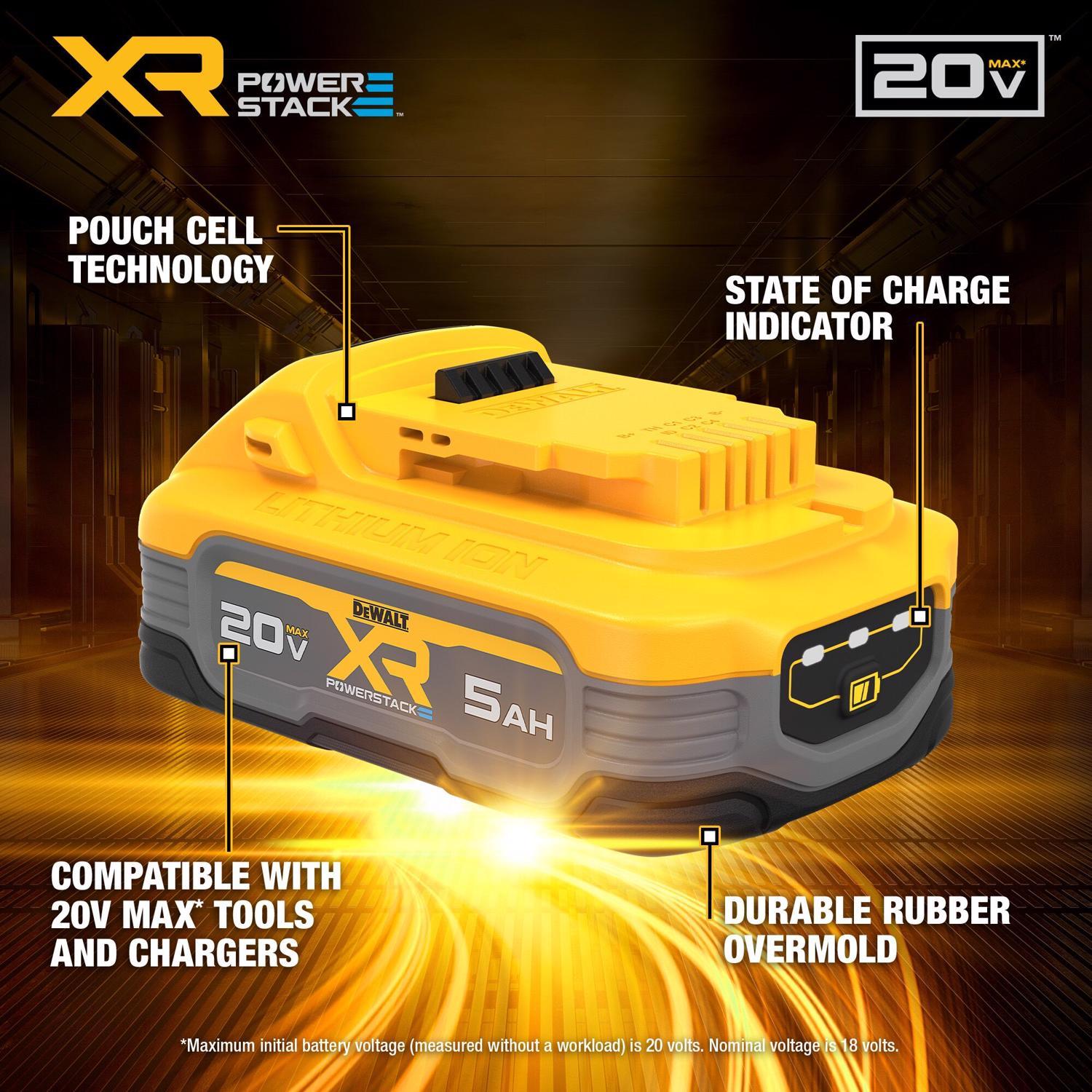 DeWalt 20V MAX POWERSTACK DCBP520 5 Ah Lithium-Ion Battery 1 pc