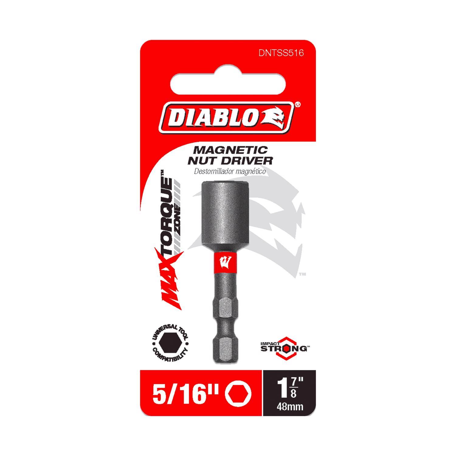 Diablo 5/16 in. X 1-7/8 in. L Black Oxide Magnetic Nut Setter 1 pc