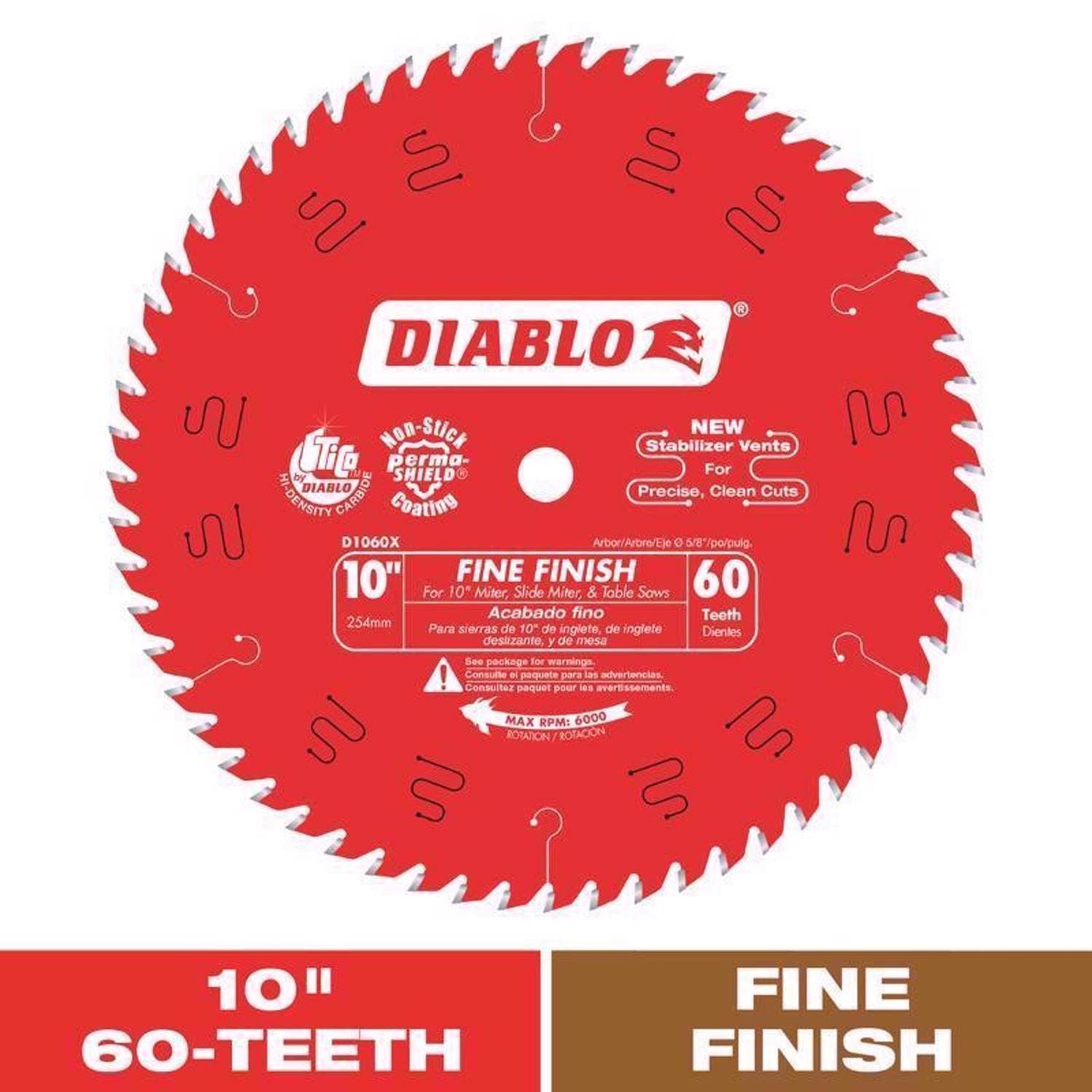 Diablo 10 in. D X 5/8 in. TiCo Hi-Density Carbide Circular Saw Blade 60 teeth 1 pk