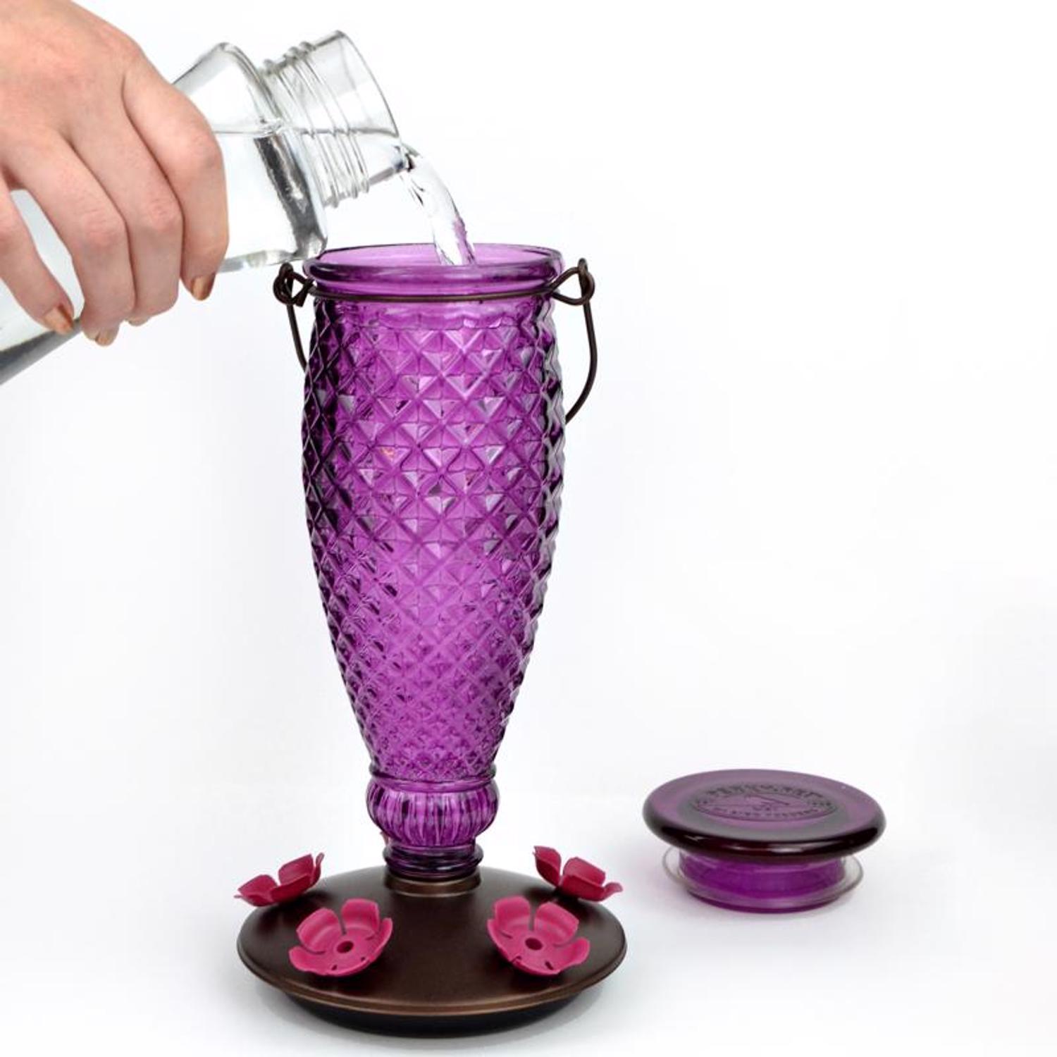 Perky-Pet Hummingbird 24 oz Glass/Plastic Diamond Wine Nectar Bird Feeder 5 ports