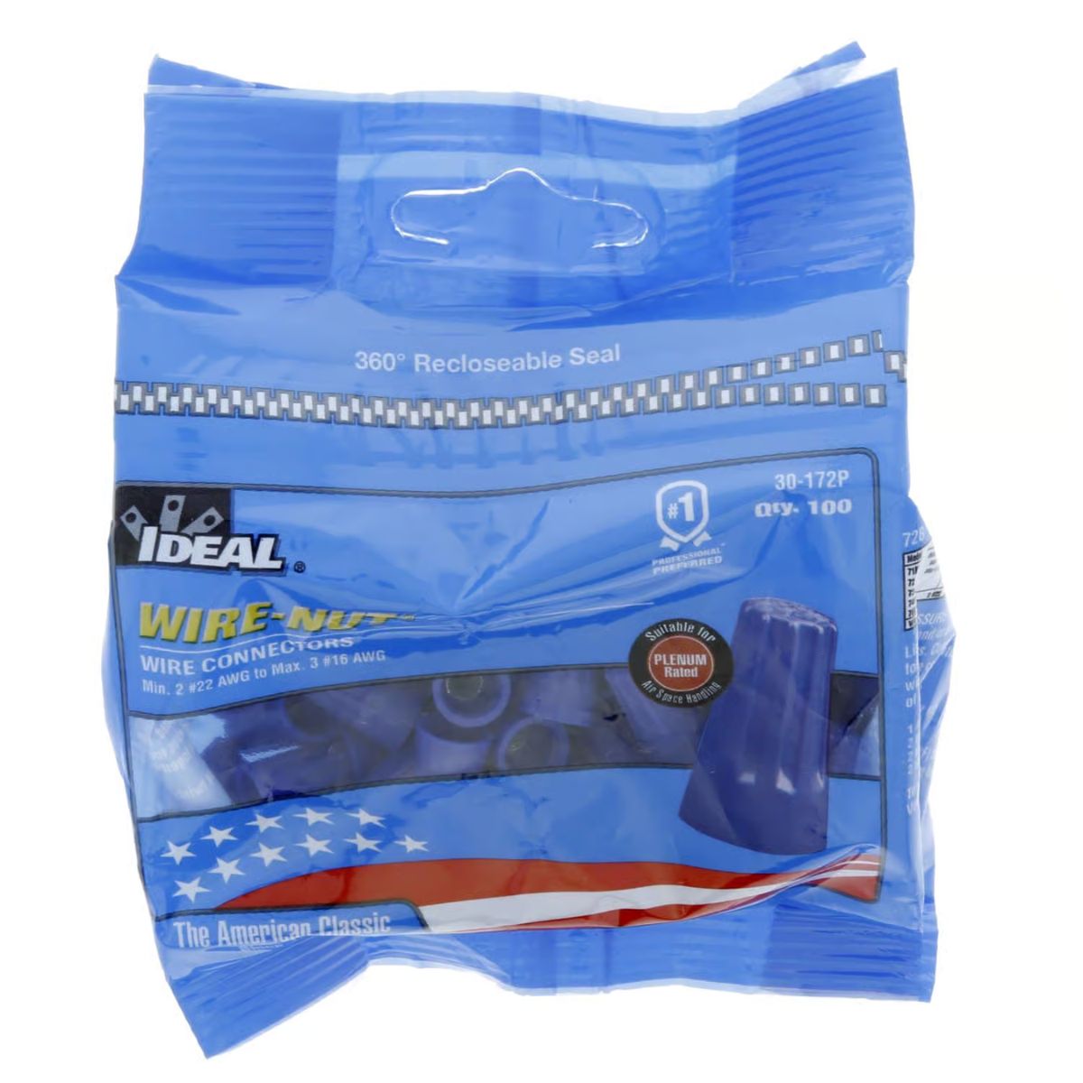 Ideal Industries Insulated Wire Wire Connector Blue 100 Pack