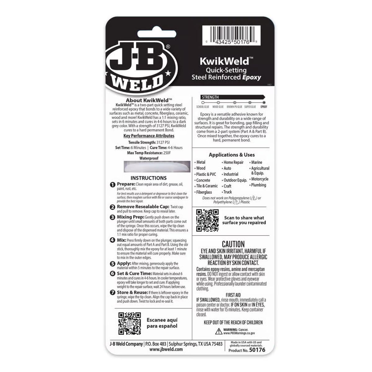 J-B Weld KwikWeld High Strength Automotive Epoxy Liquid 0.85 oz.