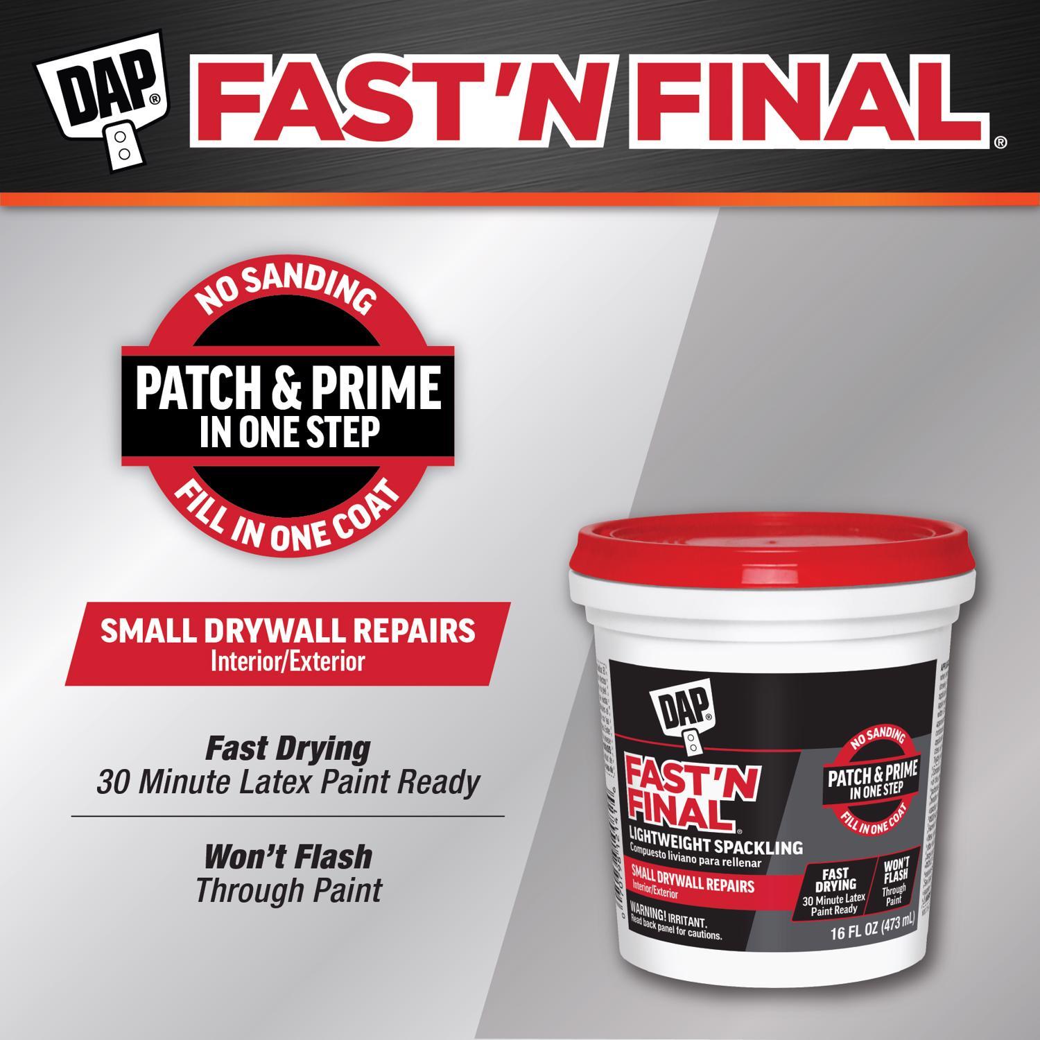 DAP Fast 'N Final Ready to Use White Lightweight Spackling Compound 16 oz