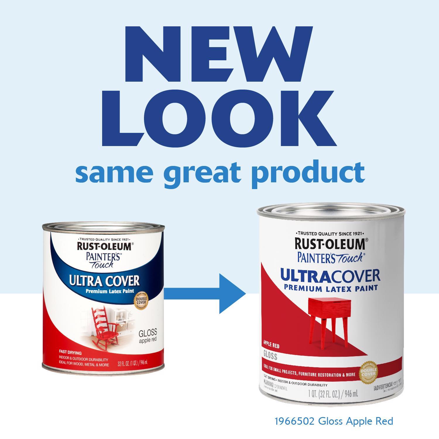 Rust-Oleum Painters Touch Ultra Cover Gloss Apple Red Water-Based Paint Exterior and Interior 1 qt
