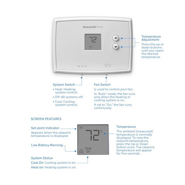 Honeywell Home Non-Programmable Digital Thermostat