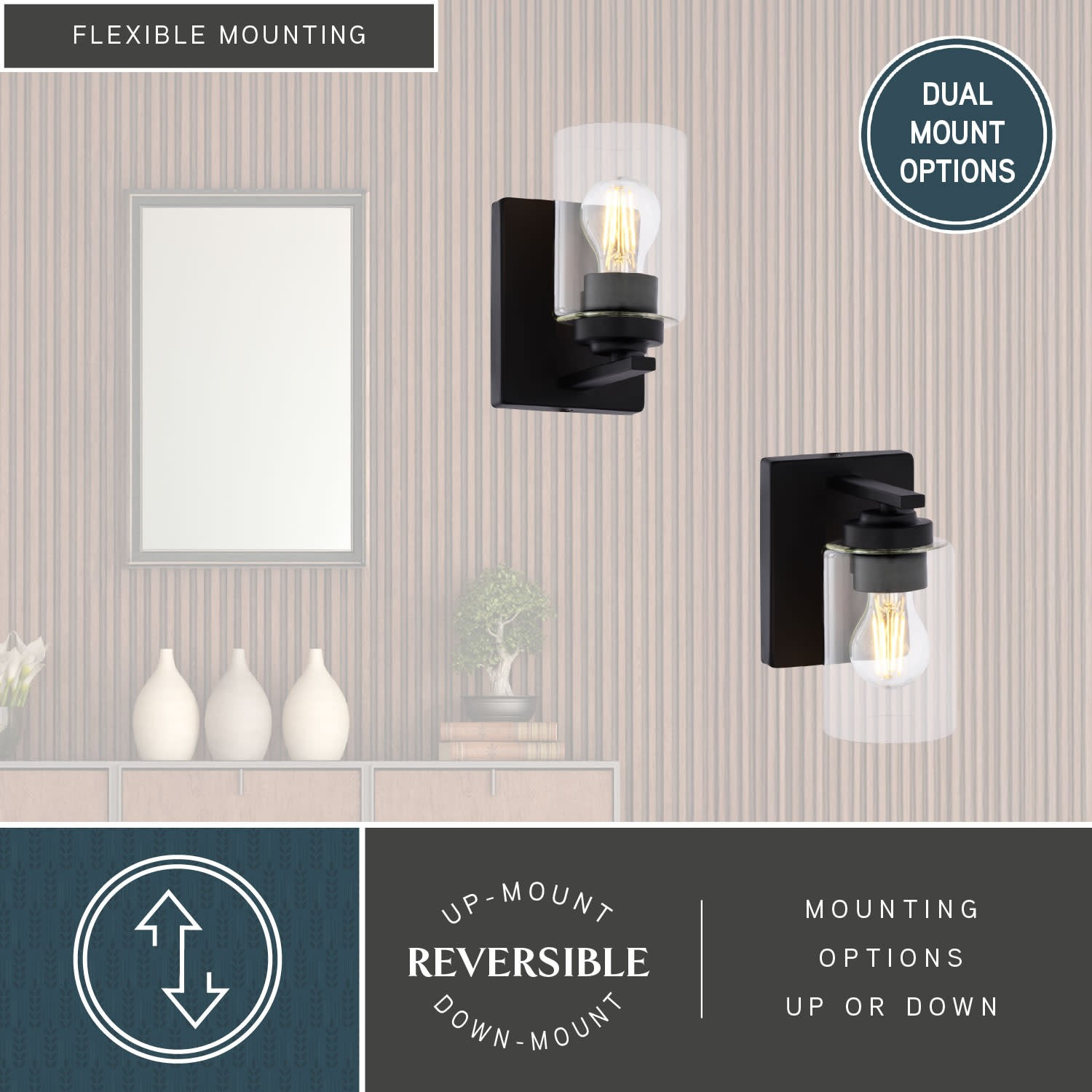 Vaxcel Lighting W0523 Park Ridge 8 in. Tall Bathroom Sconce - Black