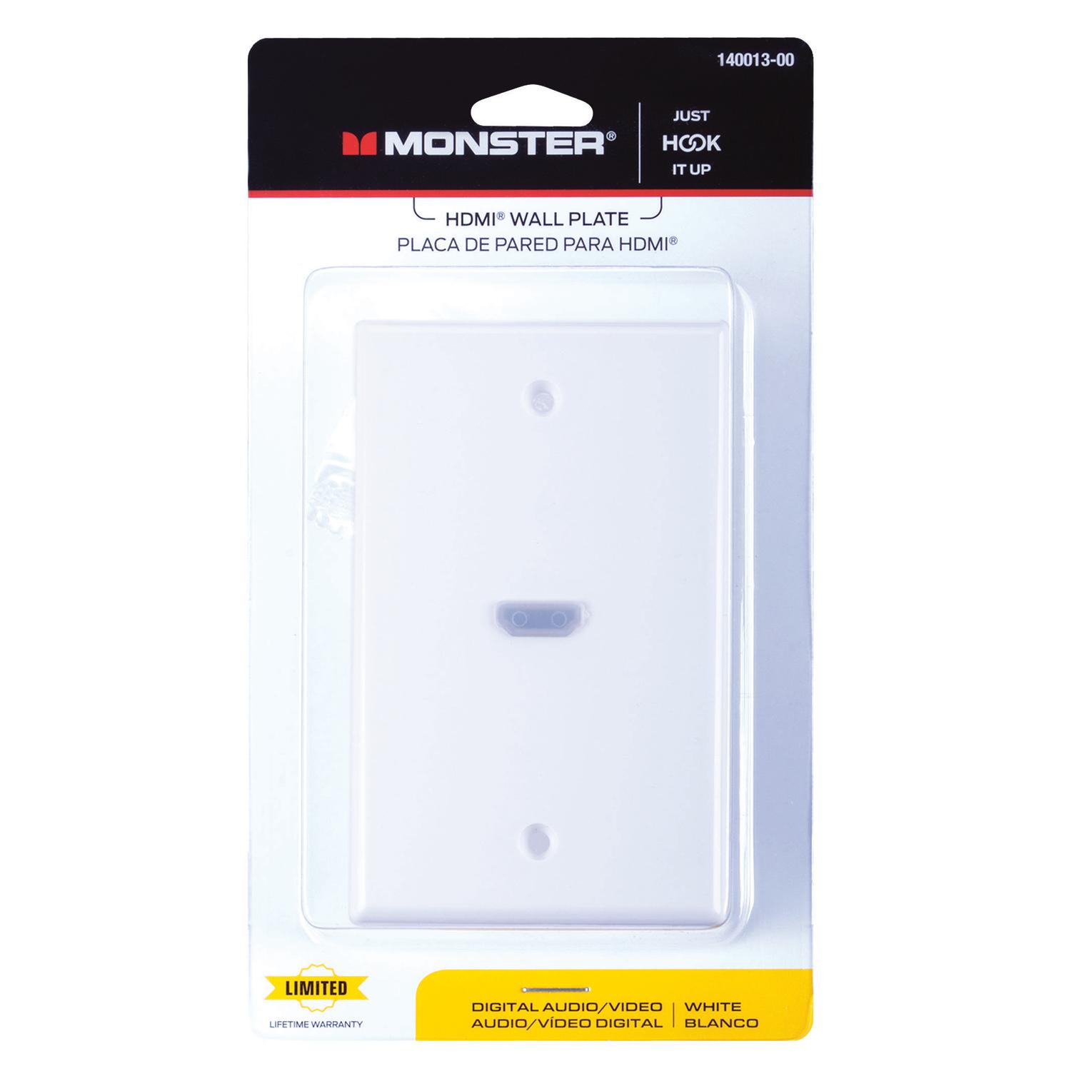Monster Just Hook It Up White 1 gang Plastic HDMI Wall Plate 1 pk