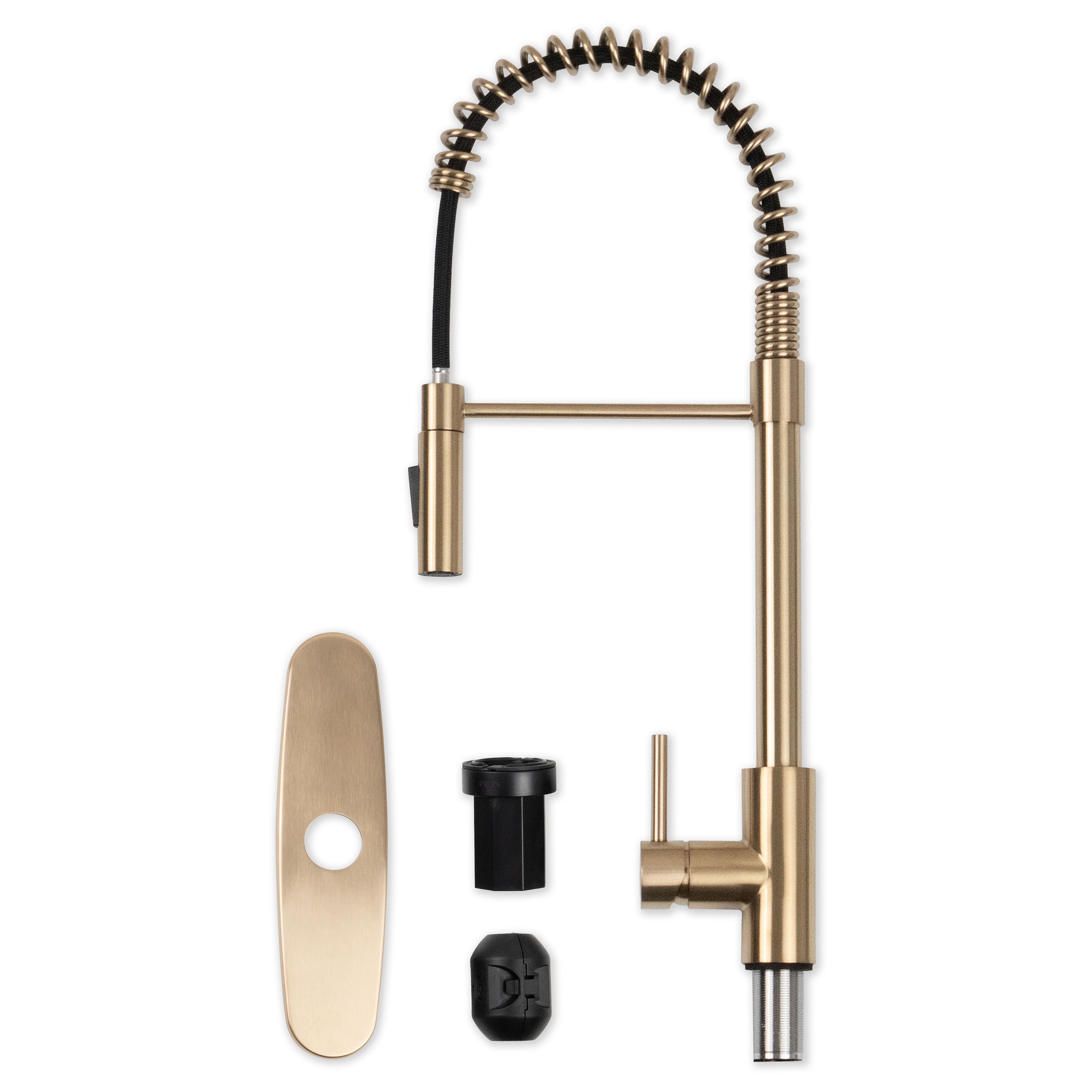 MSI 1-HANDLE PULL-DOWN SPRAYER KITCHEN FAUCET WITH DECKPLATE - 804 GOLD