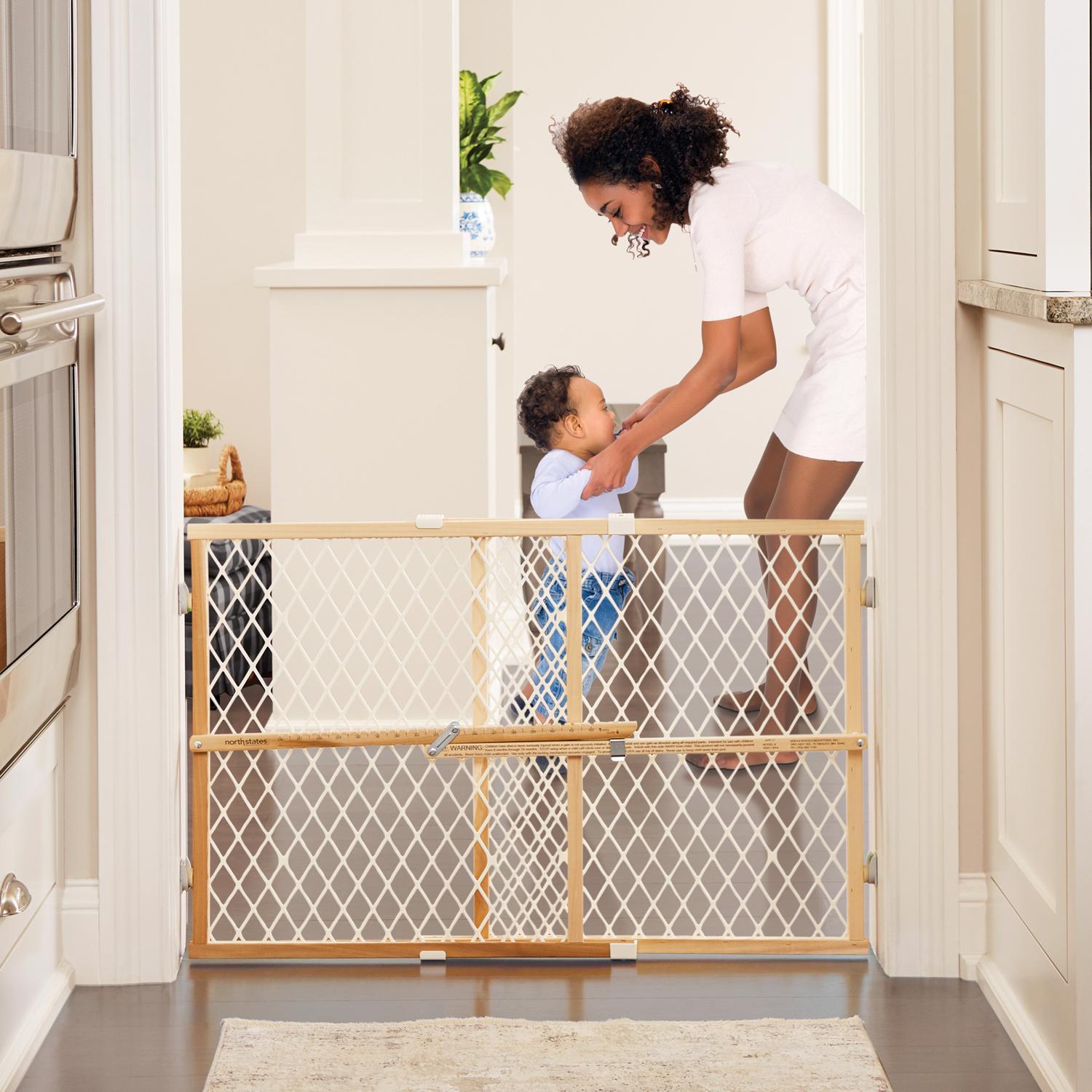 North States Brown 23 in. H X 26-42 in. W Wood Wire Mesh Gate