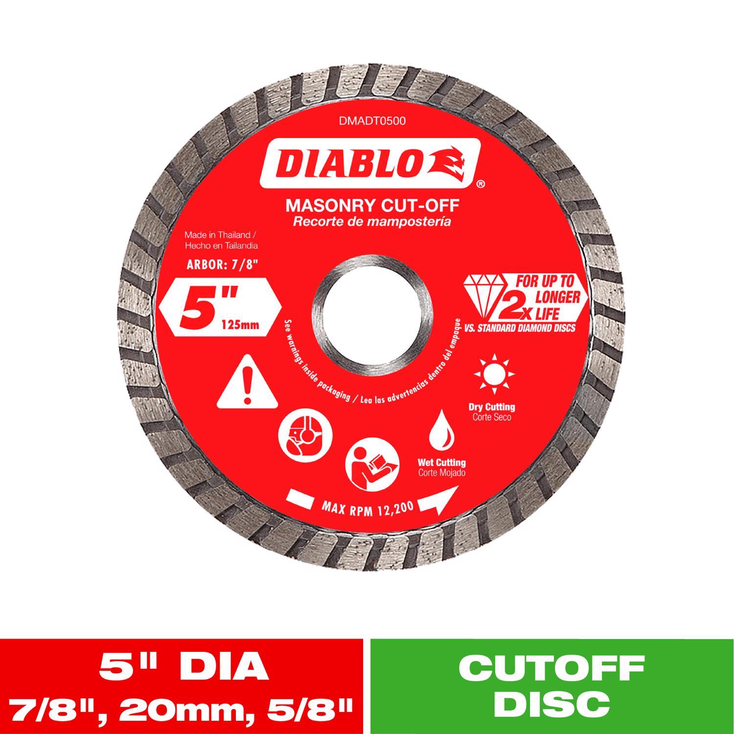 Diablo 5 in. D X 7/8 in. Diamond Masonry Cut-Off Disc 1 pk
