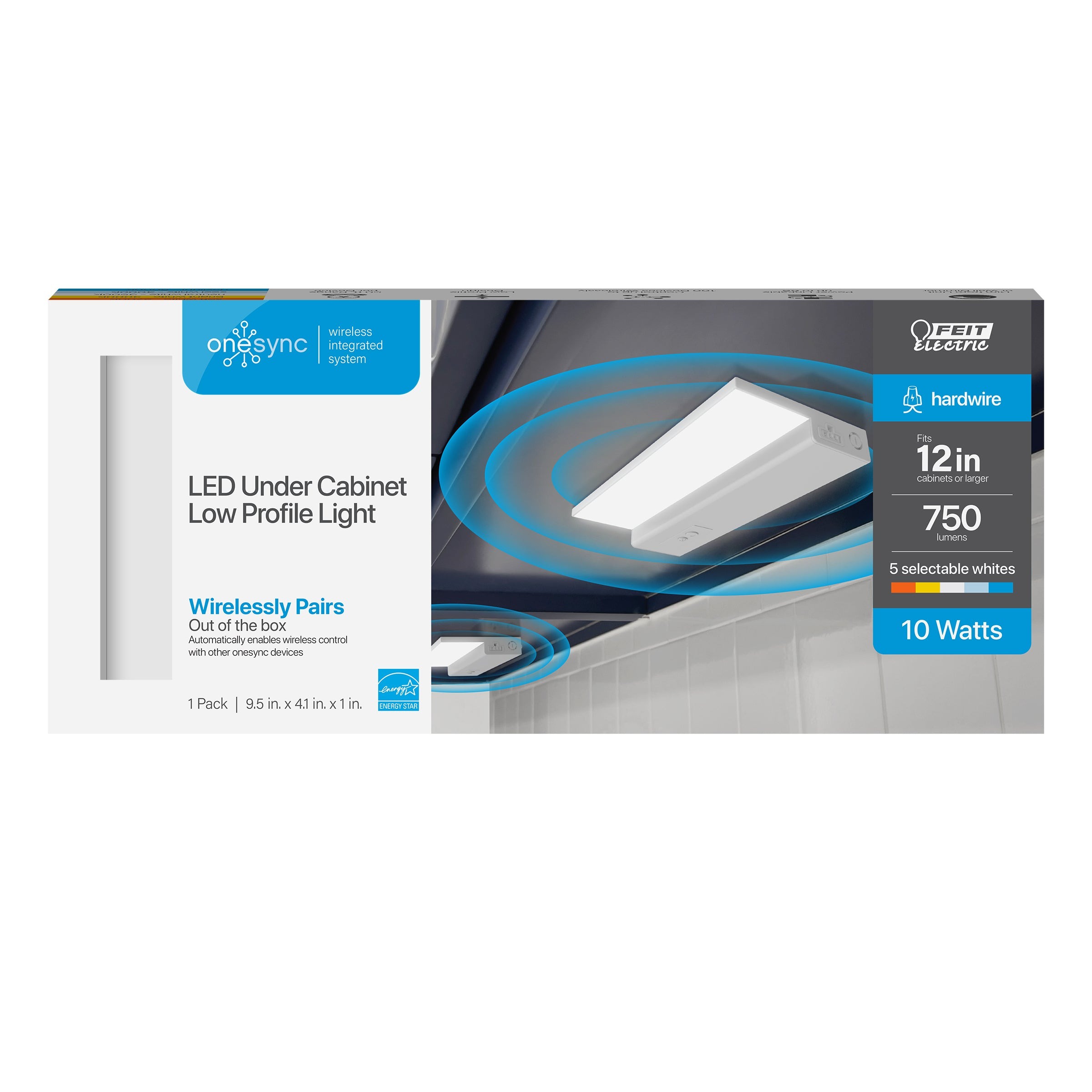 Feit Electric 12 in. CCT Selectable 2700K/3000K/3500K/4000K/5000K OneSync Undercabinet Flat Panel LED