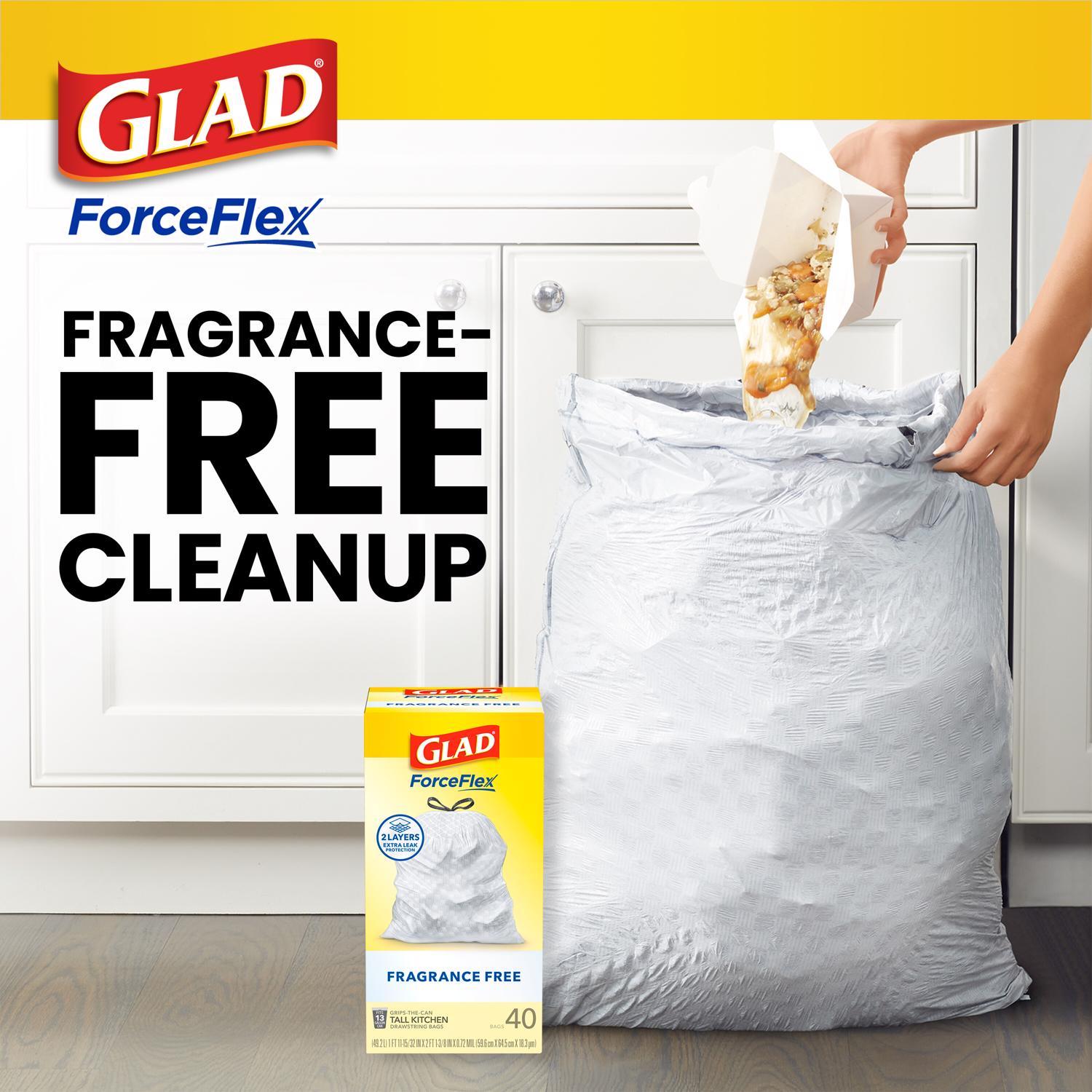Glad Force Flex 13 gal No Scent Kitchen Trash Bags Drawstring 40 pk
