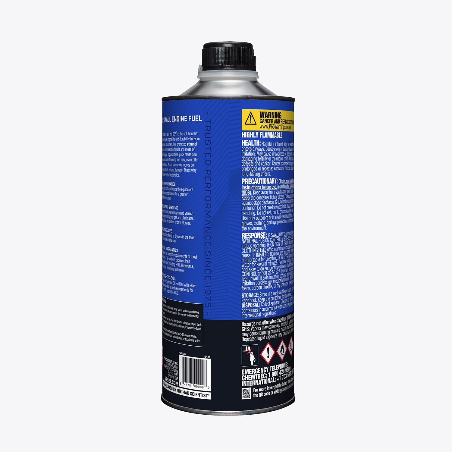VP Racing Fuels Small Engine Ethanol-Free 2-Cycle 50:1 Pre-Mixed Fuel 1 qt