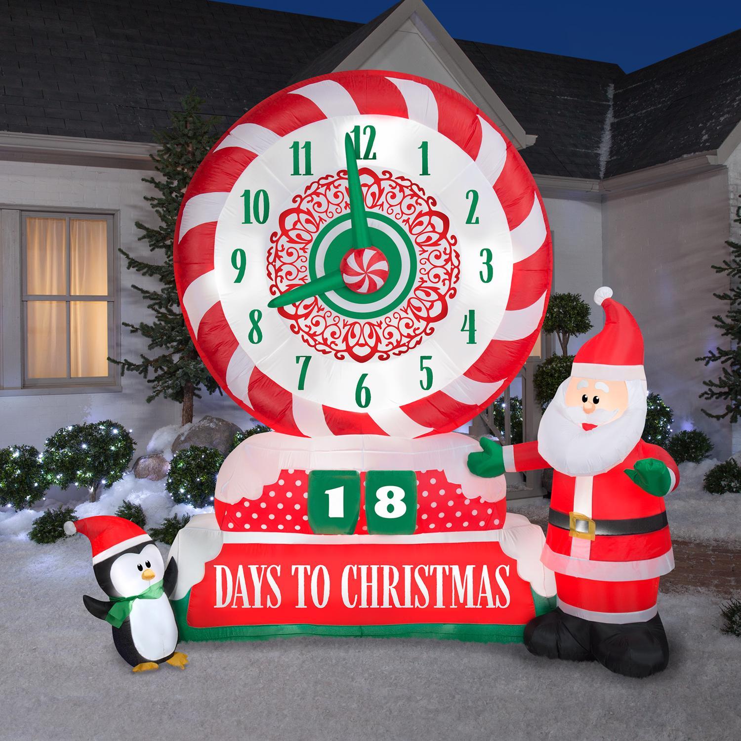 Gemmy LED Spinning Countdown Clock to Christmas Scene 9 ft. Inflatable