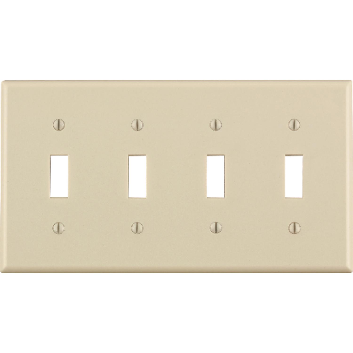 Leviton Almond 4 gang Thermoset Plastic Toggle Wall Plate 1 pk