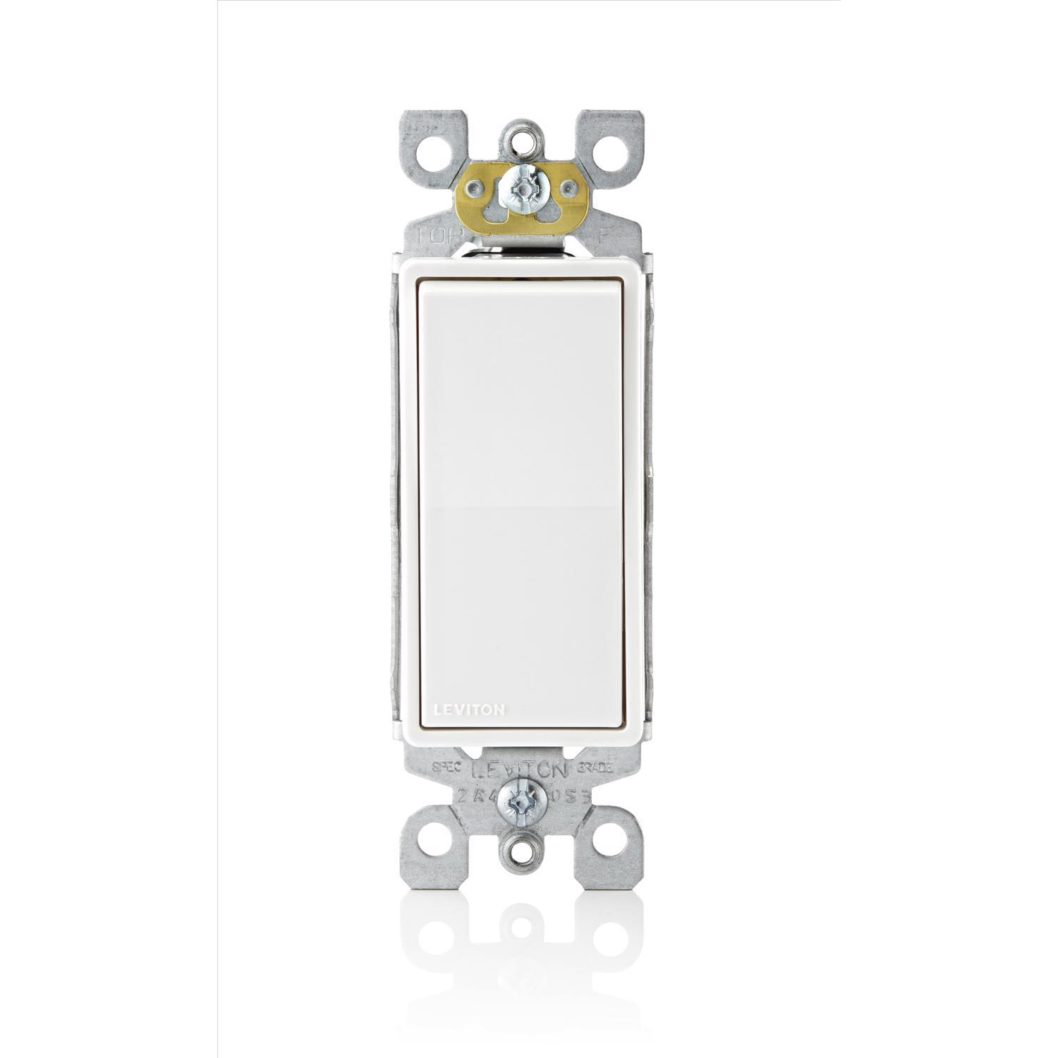 Leviton Decora 15 amps Single Pole Rocker Switch White 10 pk