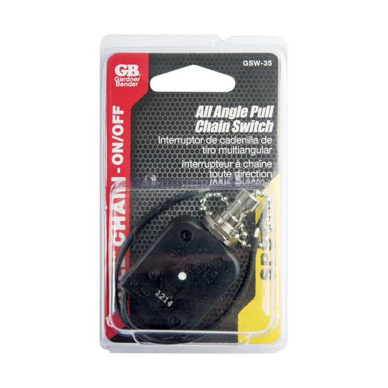 Gardner Bender 6 amps Pull Chain Switch Black/Silver 1 pk