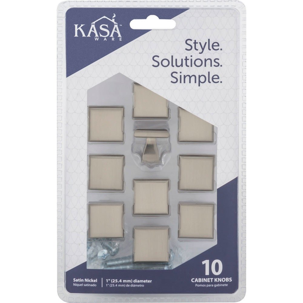 KasaWare 1 in. Diameter Cabinet Knob in Satin Nickel (10pc Pack) 