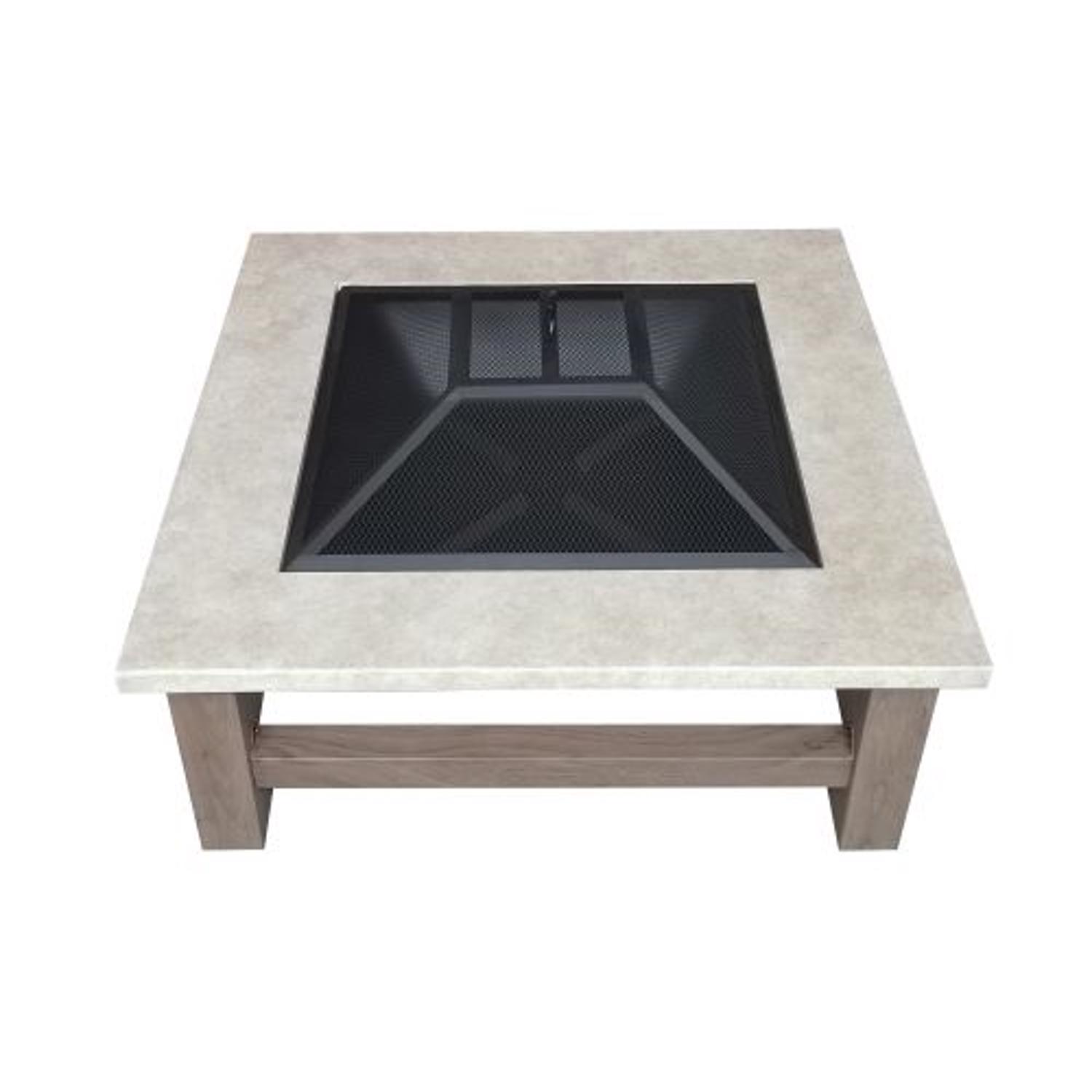 Living Accents 34 in. W Steel Modern Square Wood Fire Pit