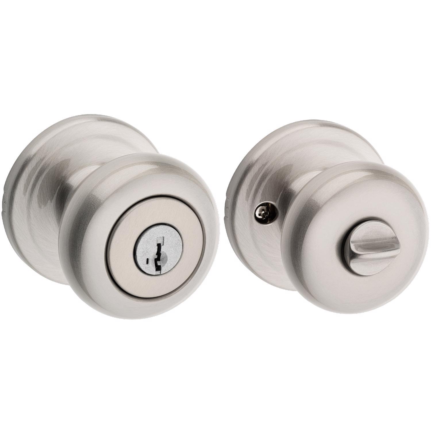 Kwikset SmartKey Juno Satin Nickel Entry Door Knob KW1 1-3/4 in.