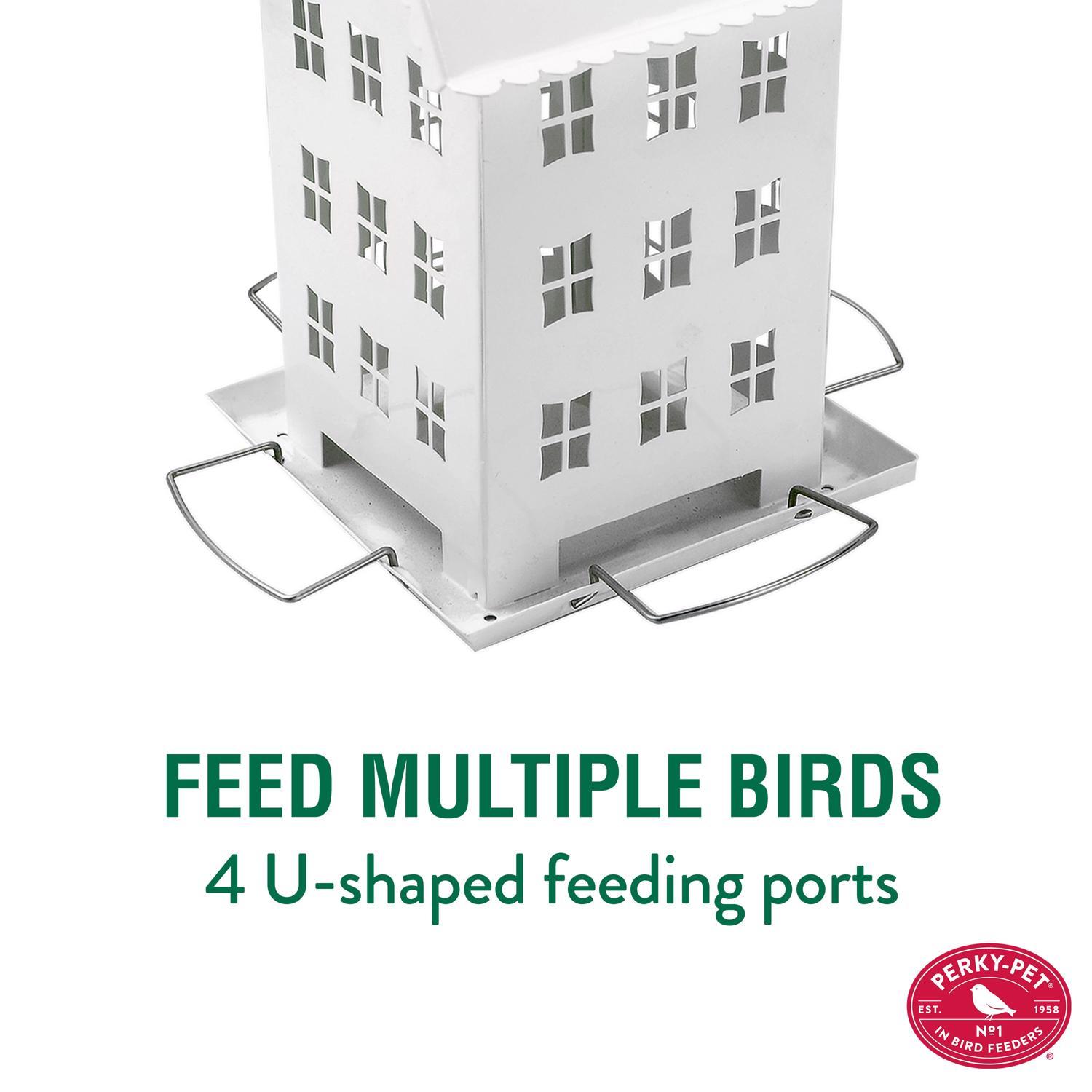 Perky-Pet Wild Bird 2.8 lb Metal Farmhouse Bird Feeder 4 ports