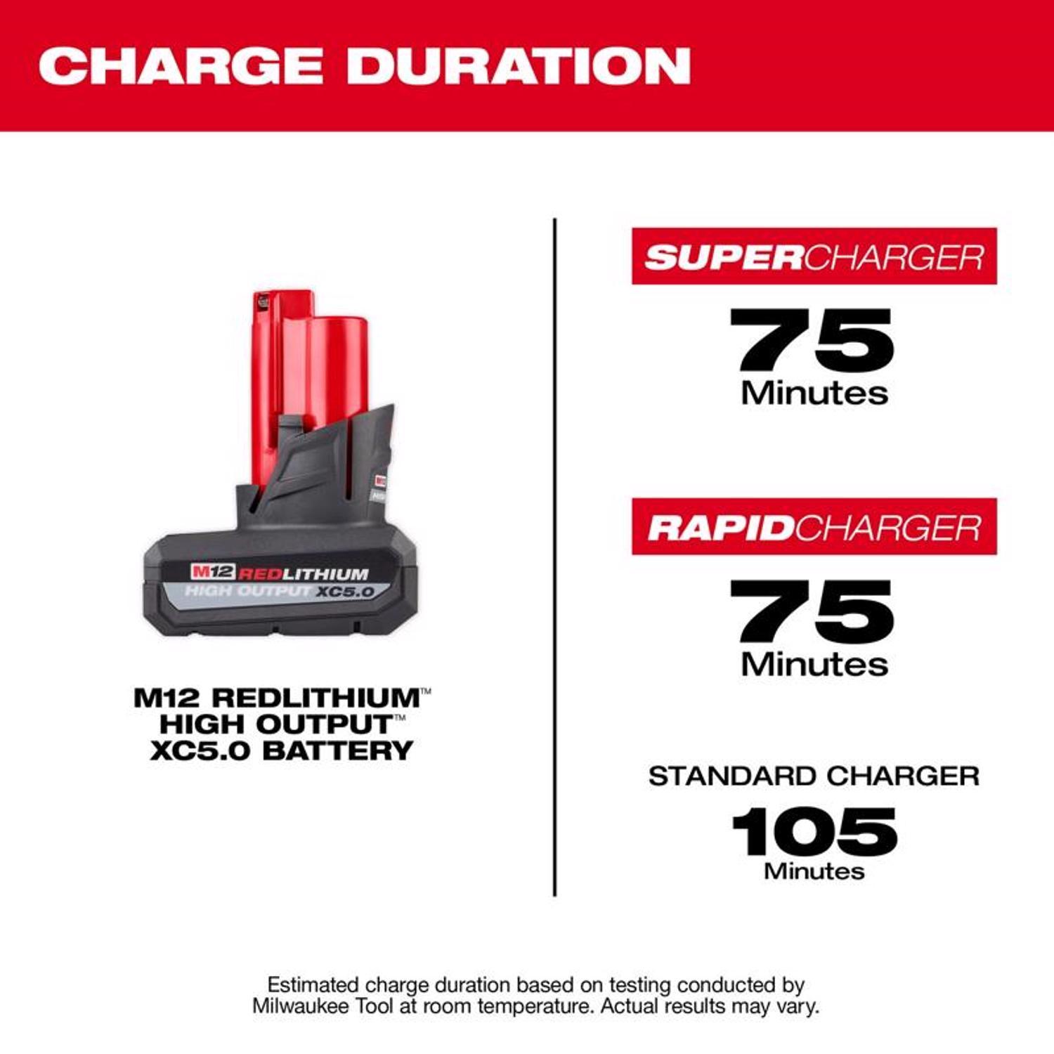 Milwaukee M12 RedLithium XC 5 Ah Lithium-Ion High Output Battery Pack 1 pc