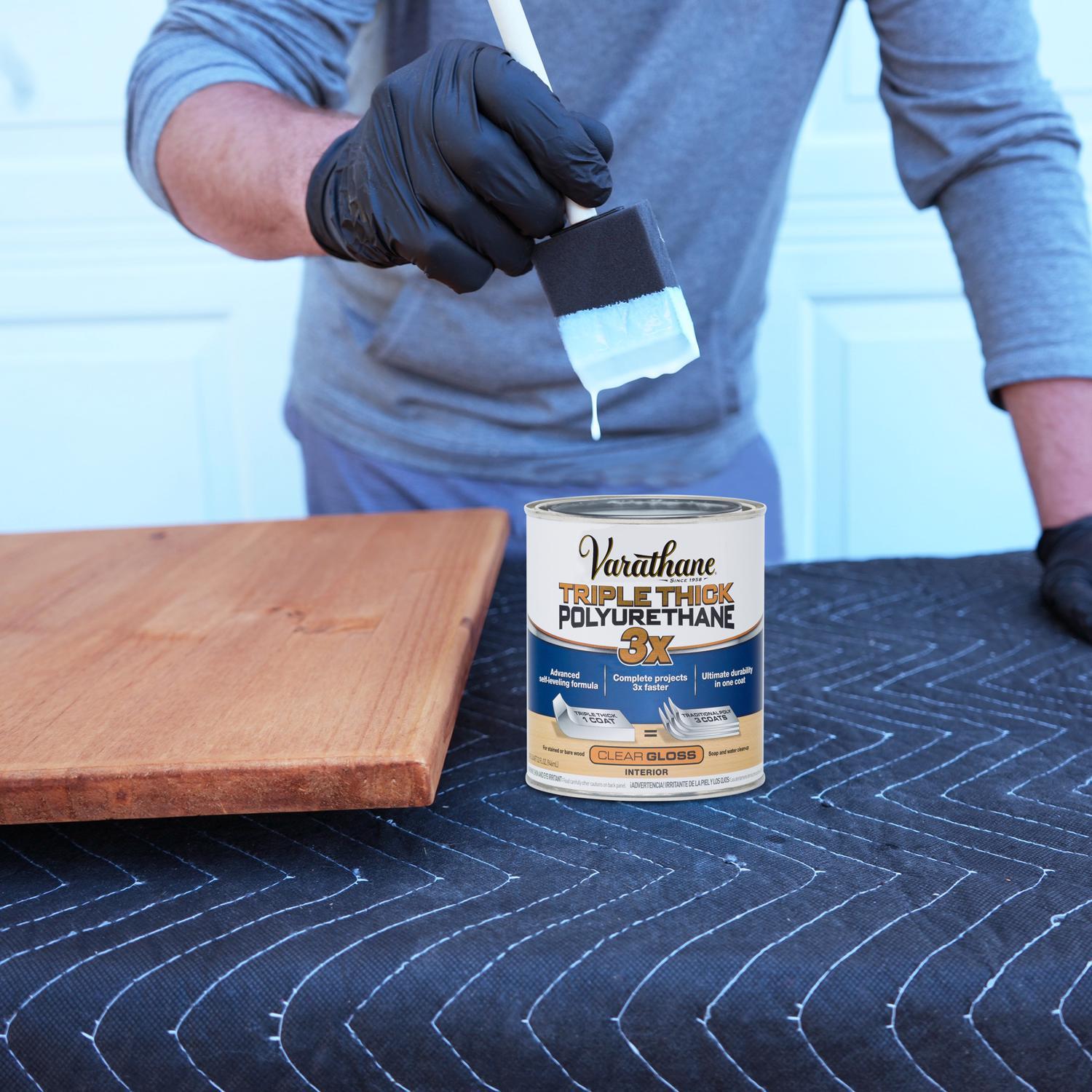 Varathane Gloss Clear Water-Based Triple Thick Polyurethane 1 qt