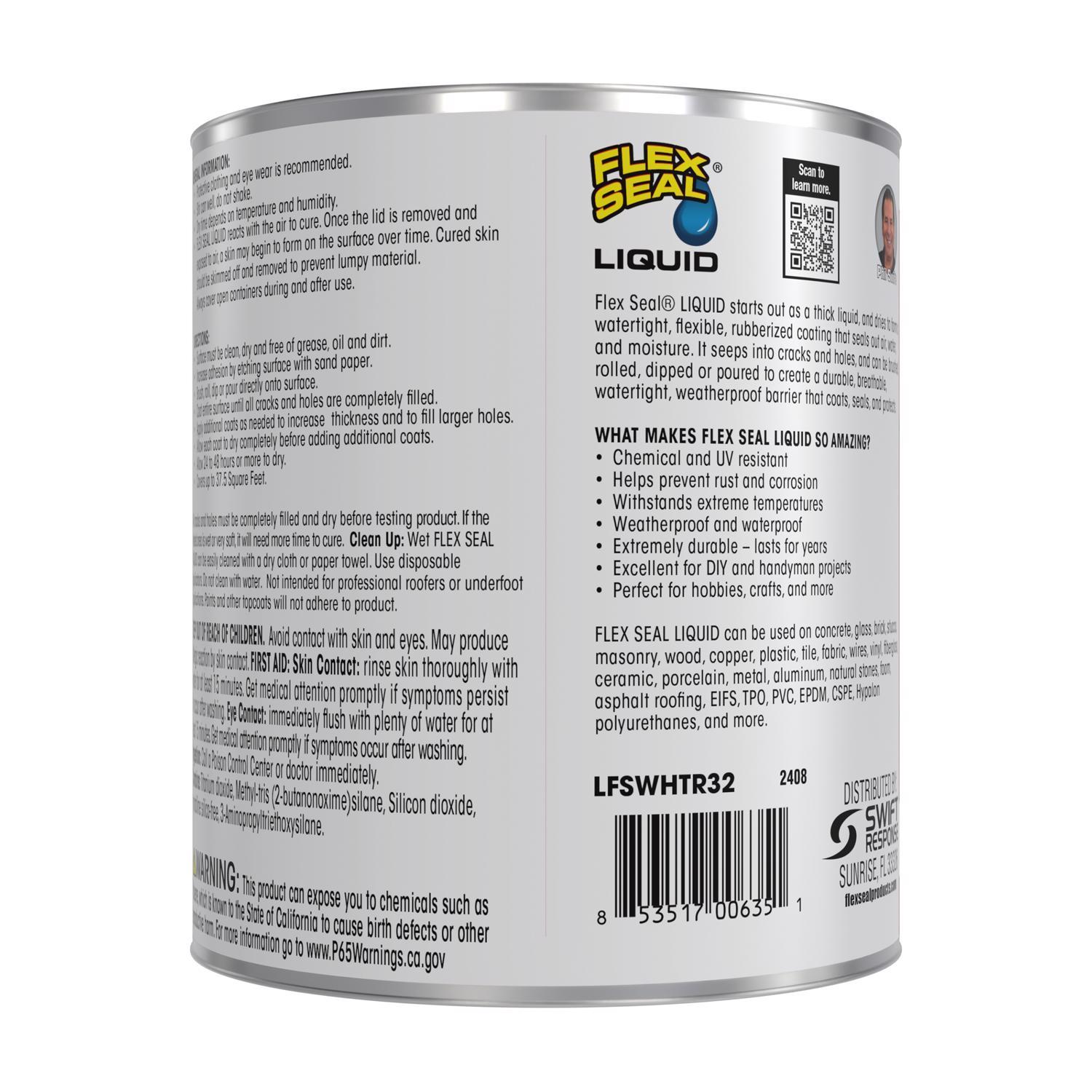 Flex Seal Family of Products Flex Seal White Liquid Rubber Sealant Coating 32 oz