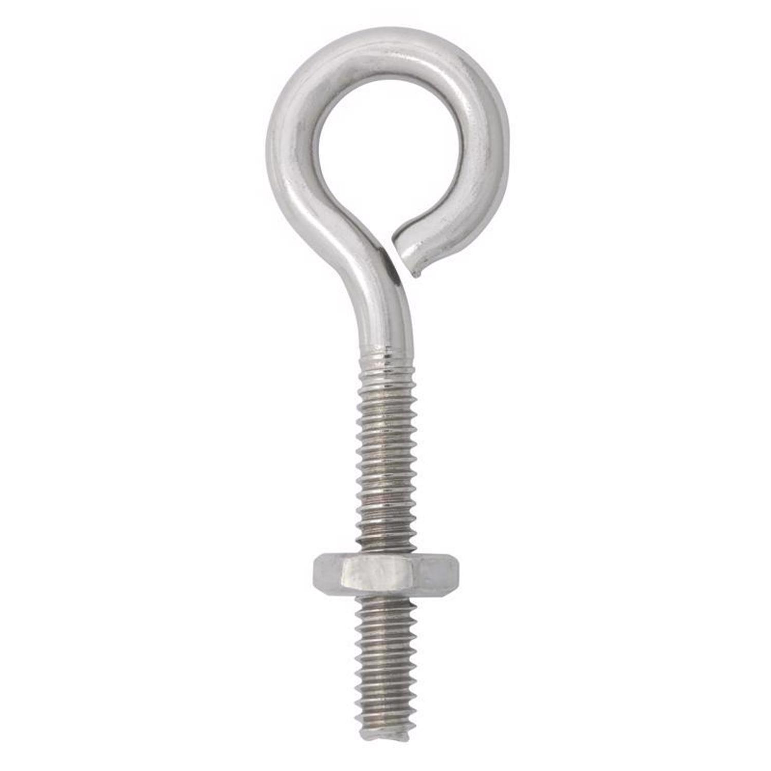 Hampton 3/16 in. X 2 in. L Stainless Stainless Steel Eyebolt Nut Included
