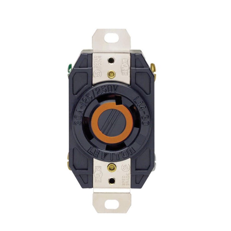 Leviton V-0-MAX 30 amps 125/250 V Single Black Locking Receptacle L14-30R 1 pk