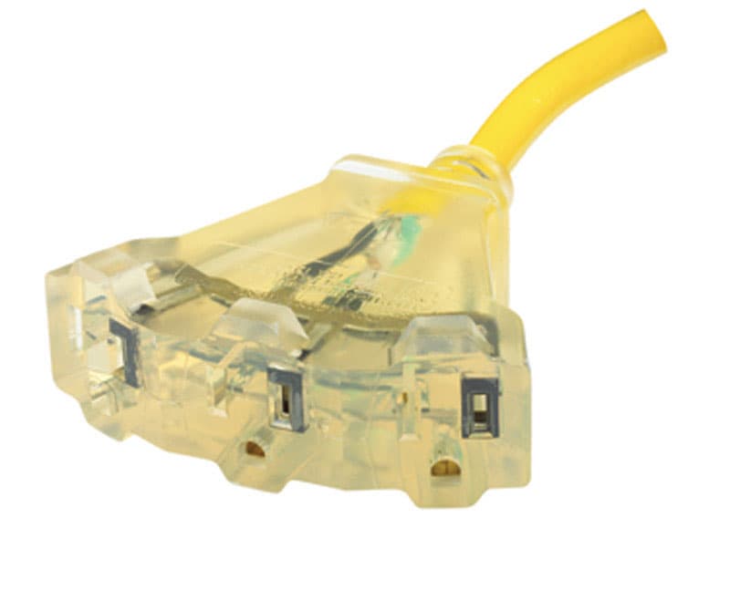 Yellow Jacket Indoor or Outdoor 50 ft. L Yellow Triple Outlet Cord 12/3 SJTW