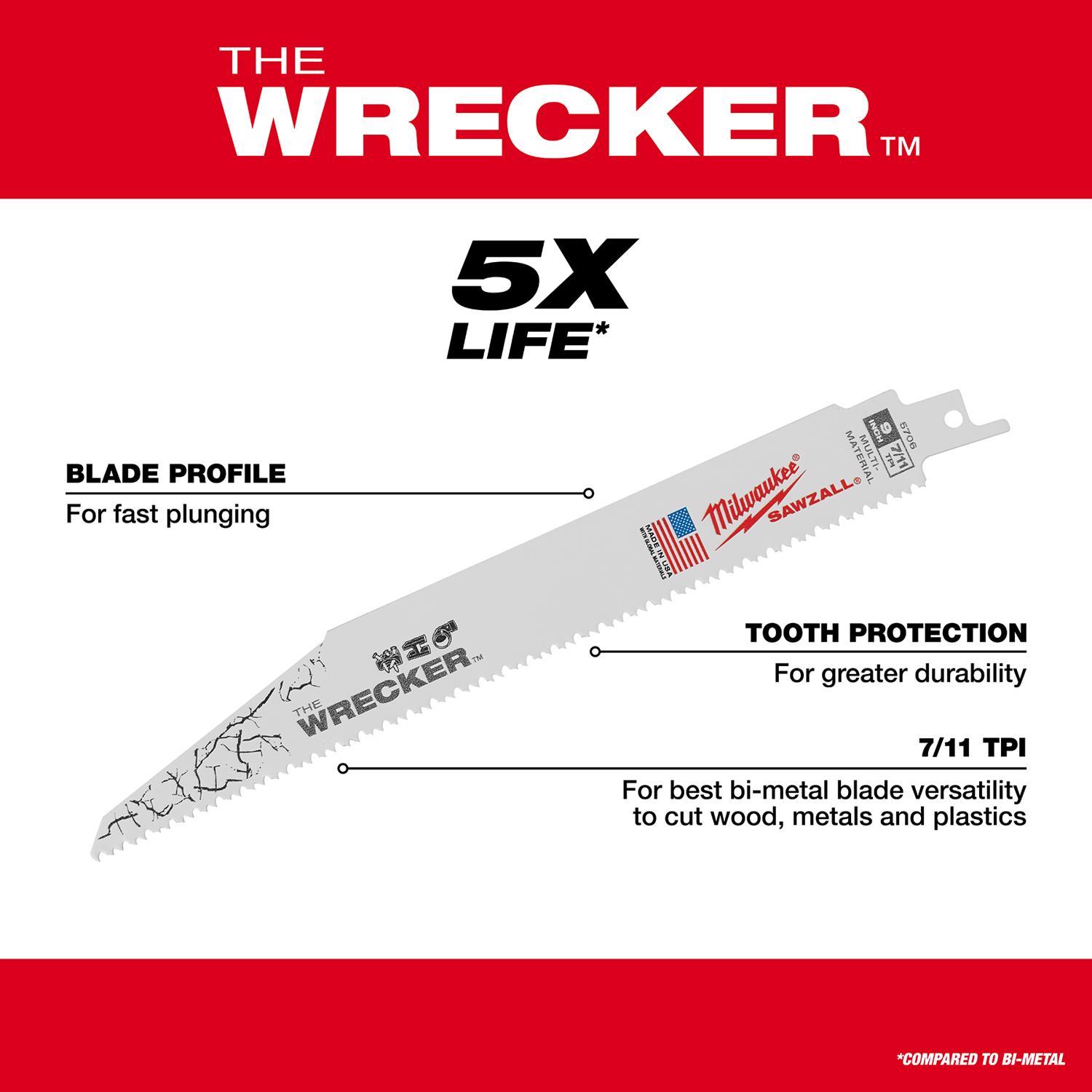 Milwaukee Sawzall 6 and 9 in. Bi-Metal Demolition Reciprocating Saw Blade Set Multi TPI 12 pk