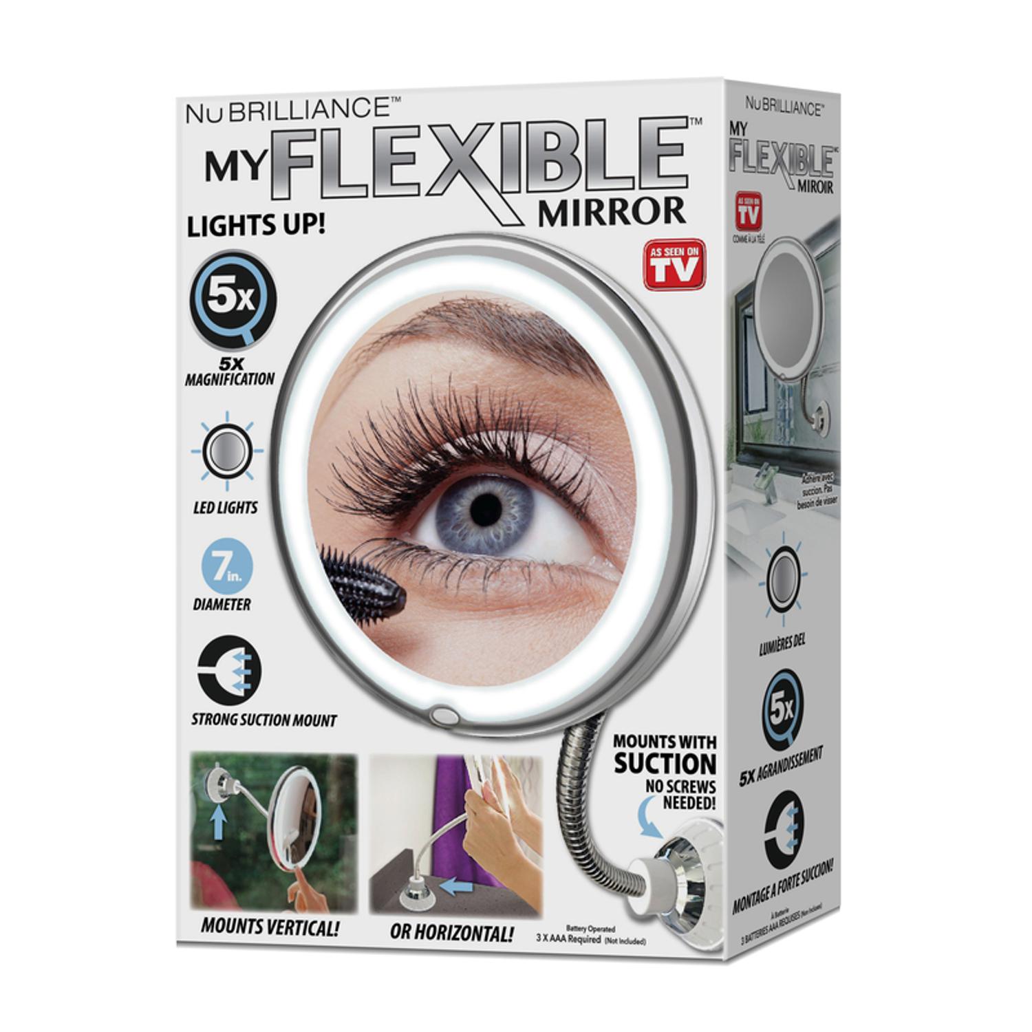 Nubrilliance As Seen On Tv 14.5in. H x 7in. W Flexible Led Vanity Mirror Silver