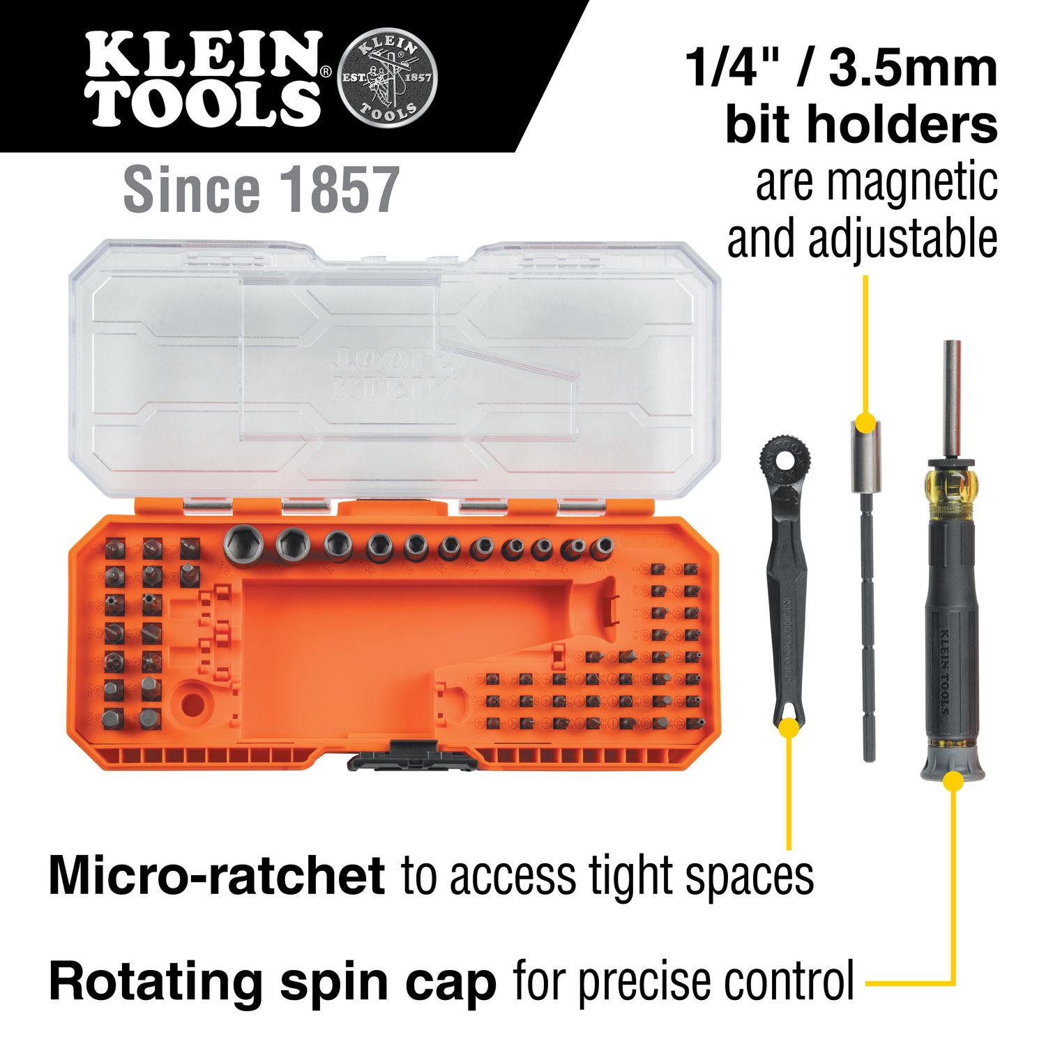 Klein Precision Ratchet and Driver System, 64-Piece