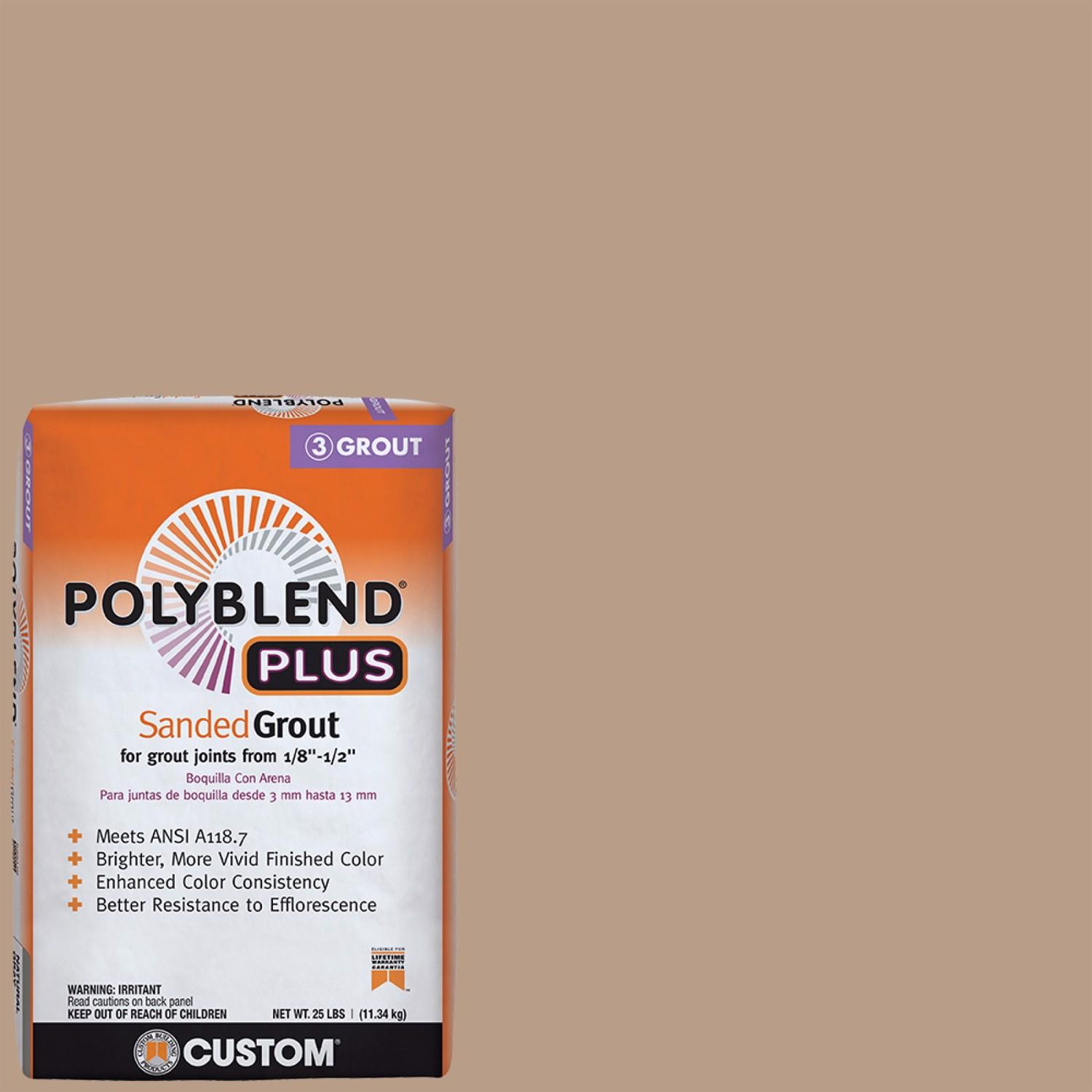 Custom Building Products Polyblend Plus Indoor and Outdoor Haystack Sanded Grout 25 lb.