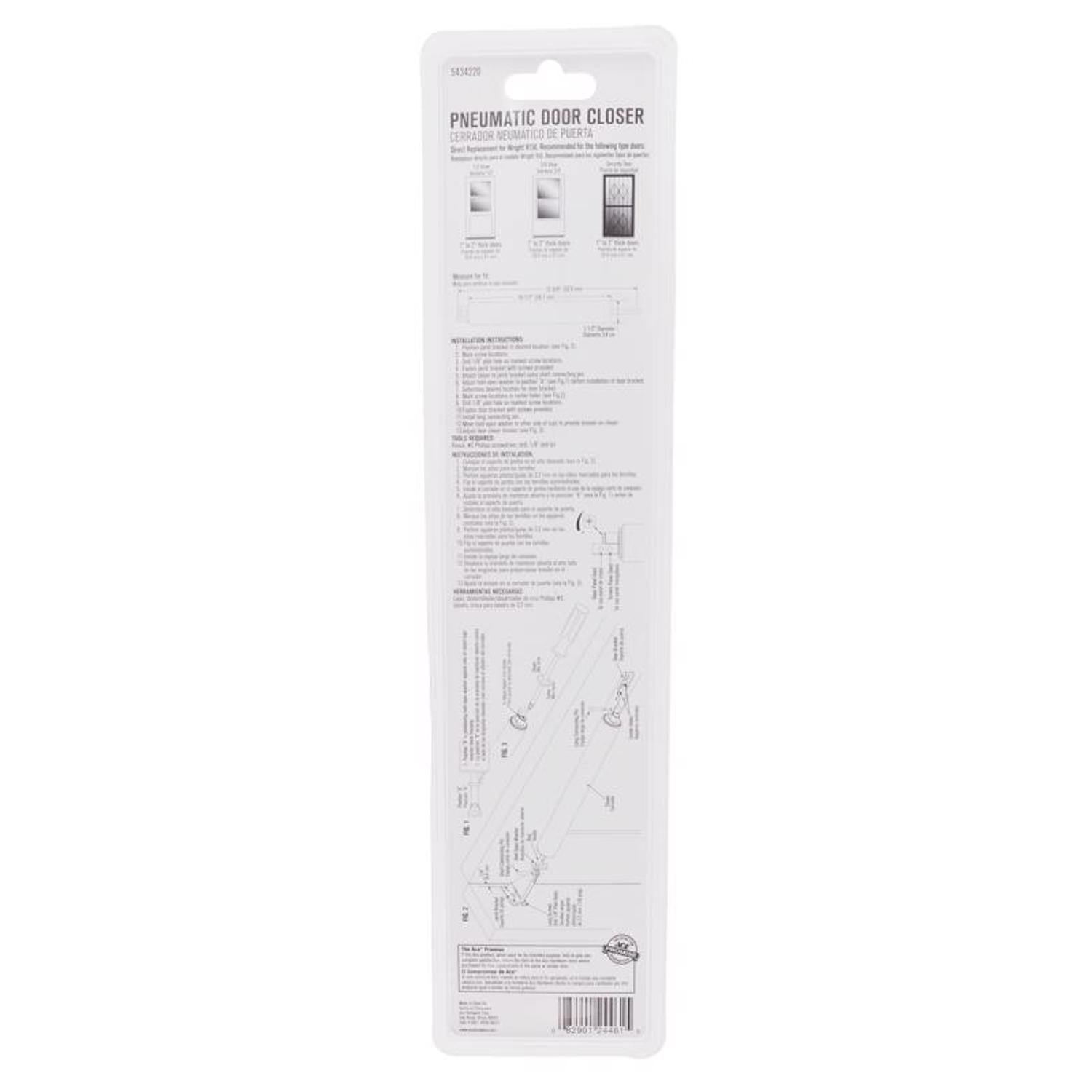 Ace White Aluminum Pneumatic Screen/Storm Door Closer